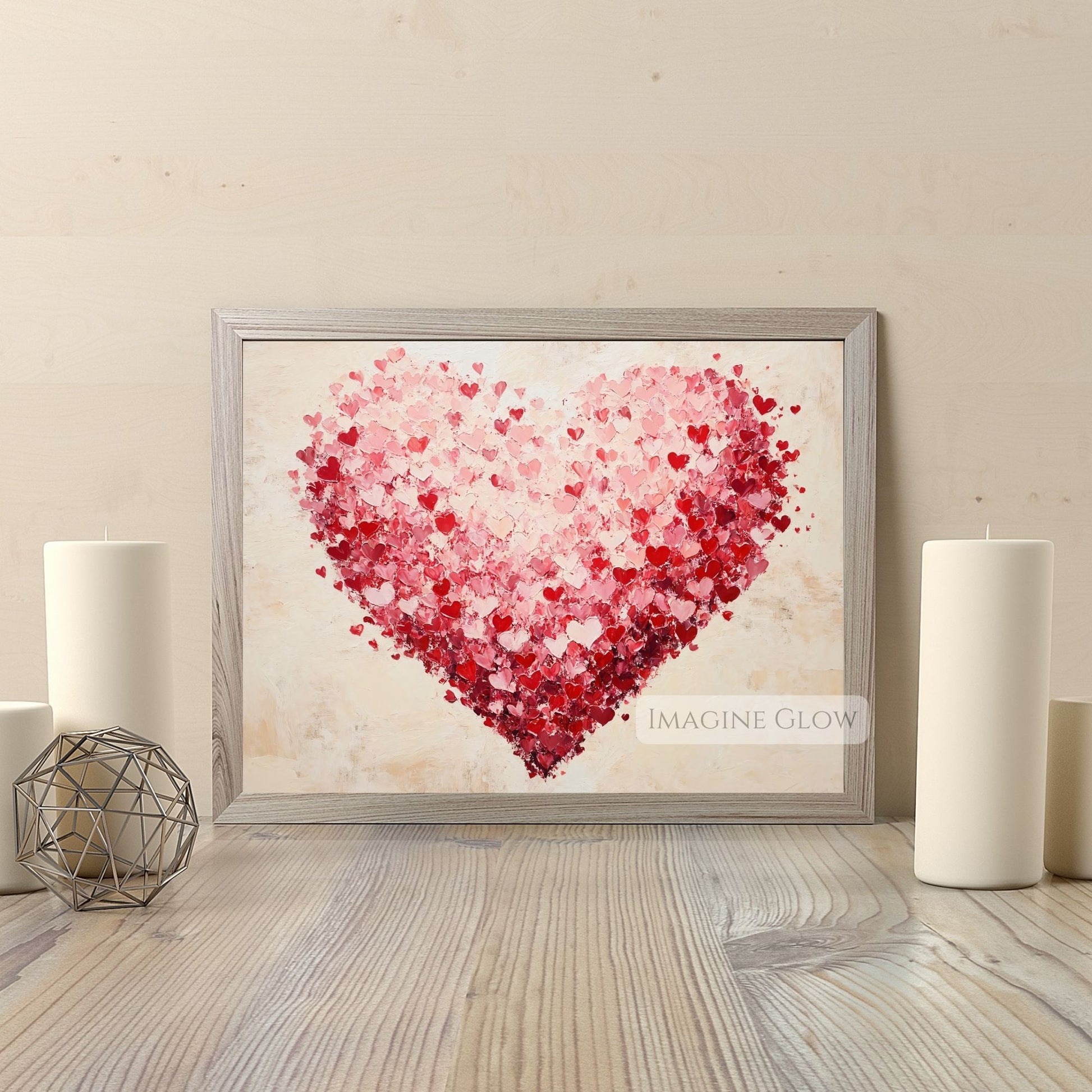 Vintage-style Valentine’s heart oil painting printable