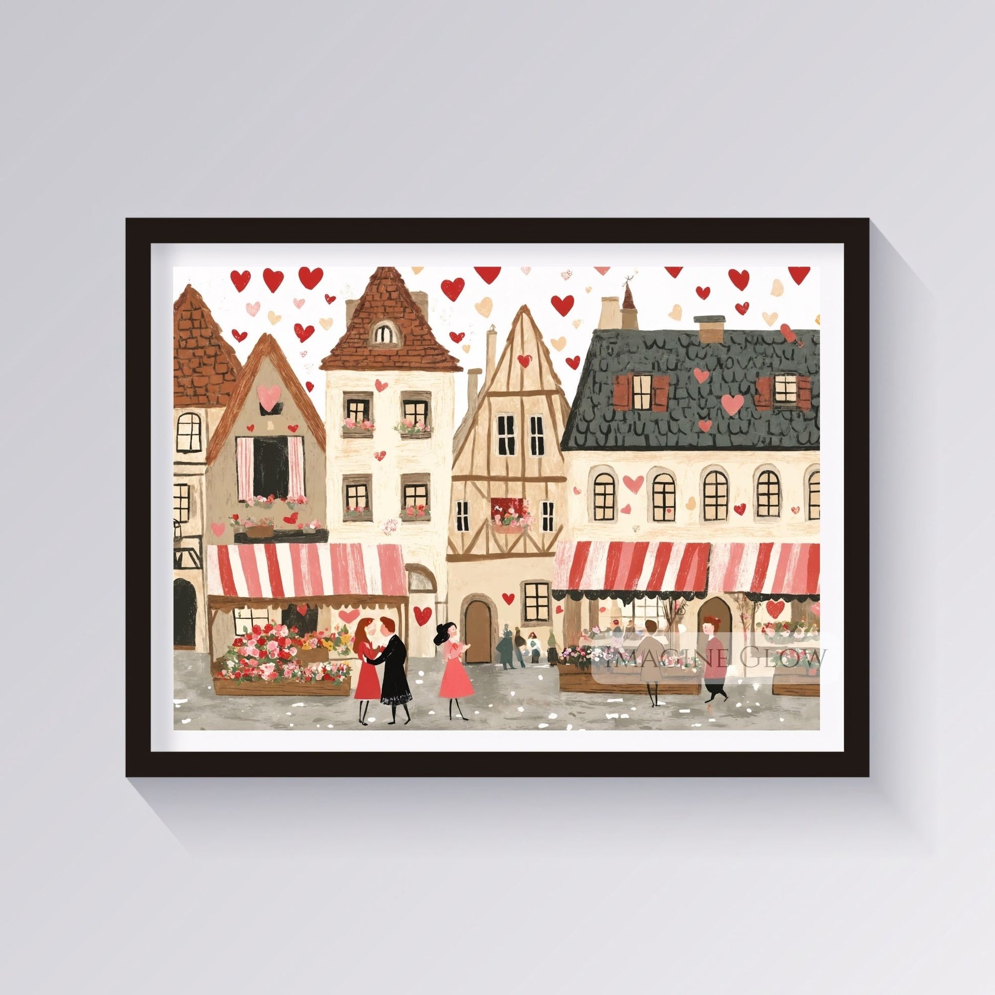 Artistic Valentine's Day decor featuring a town in love