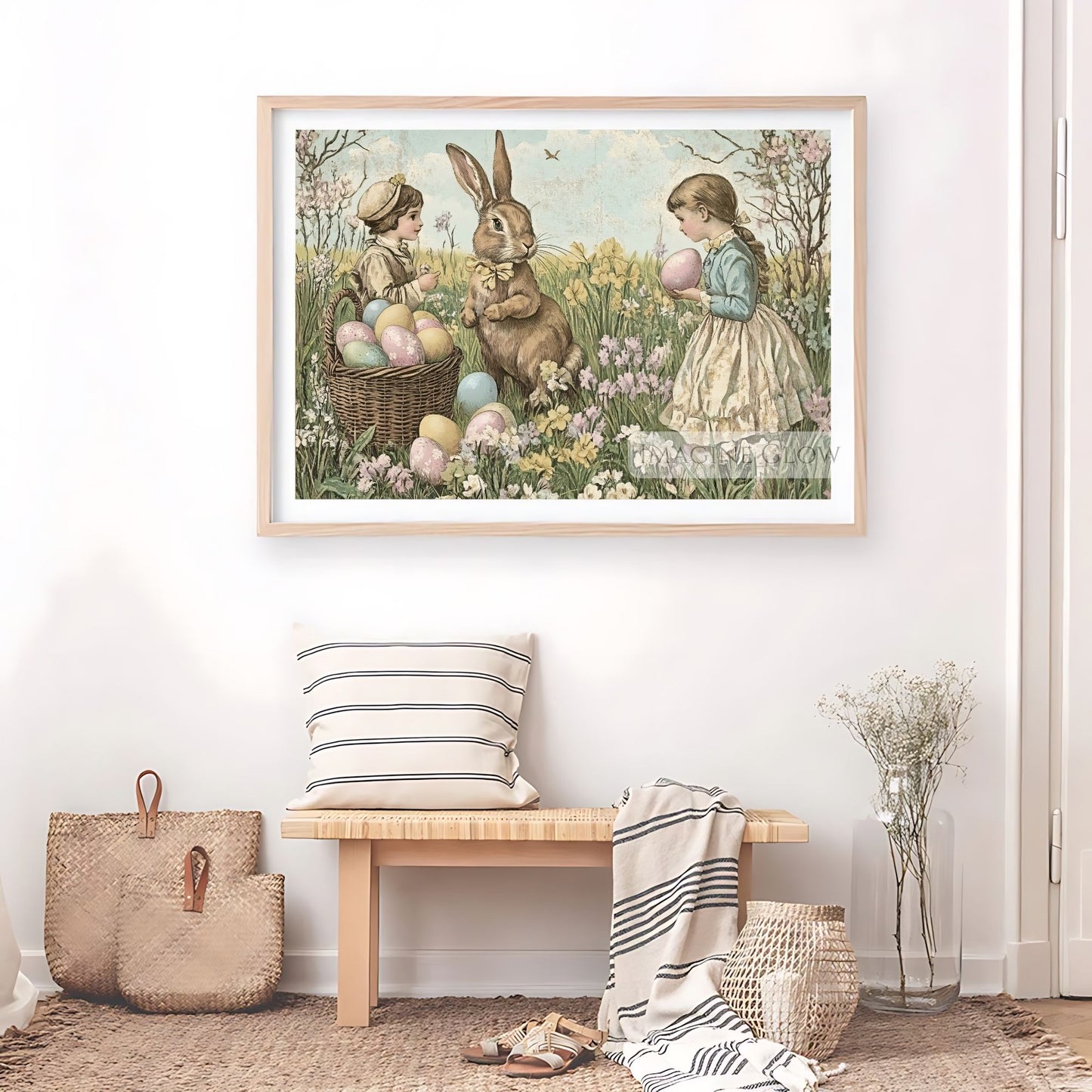 Kids Easter egg hunt vintage poster for teachers.