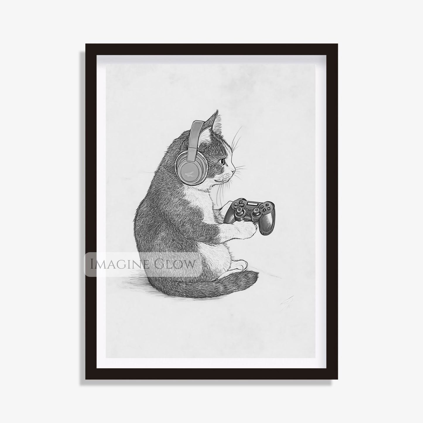 Gamer cat art print for home decor
Cat gamer print for gaming enthusiasts