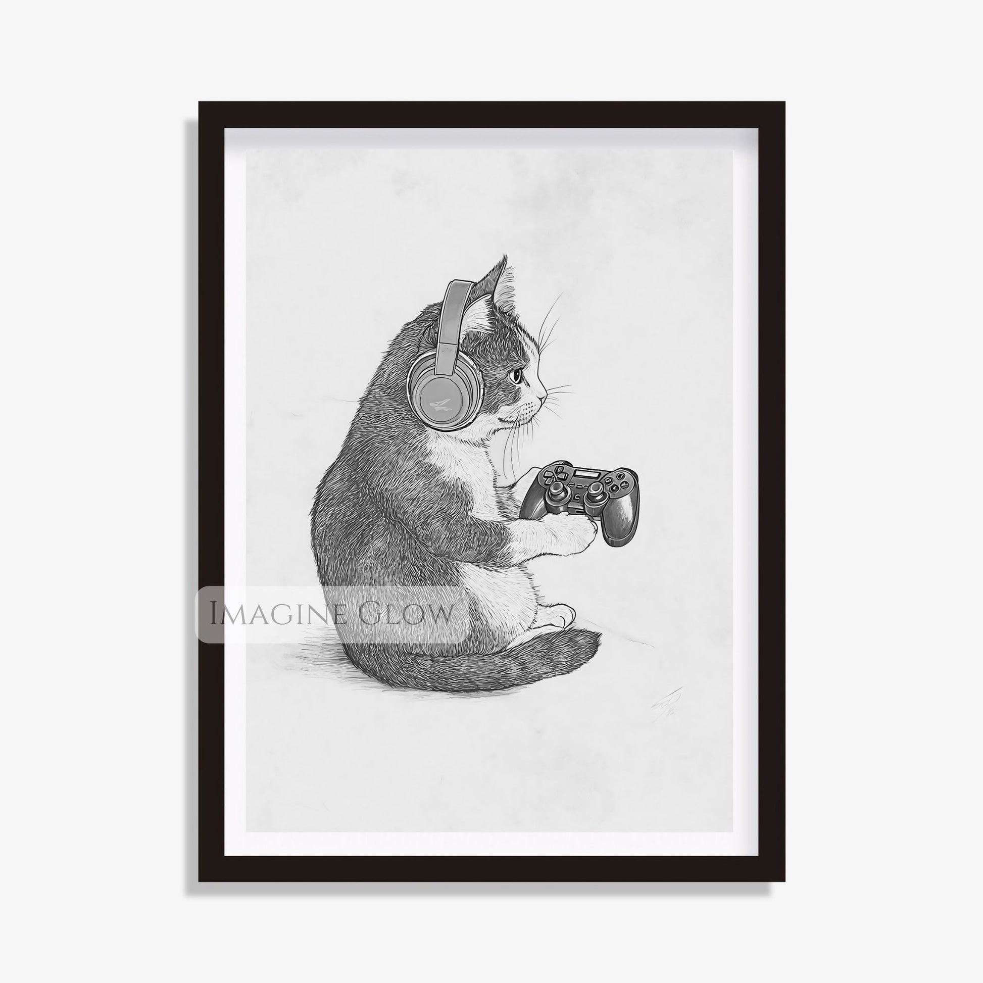 Gamer cat art print for home decor
Cat gamer print for gaming enthusiasts