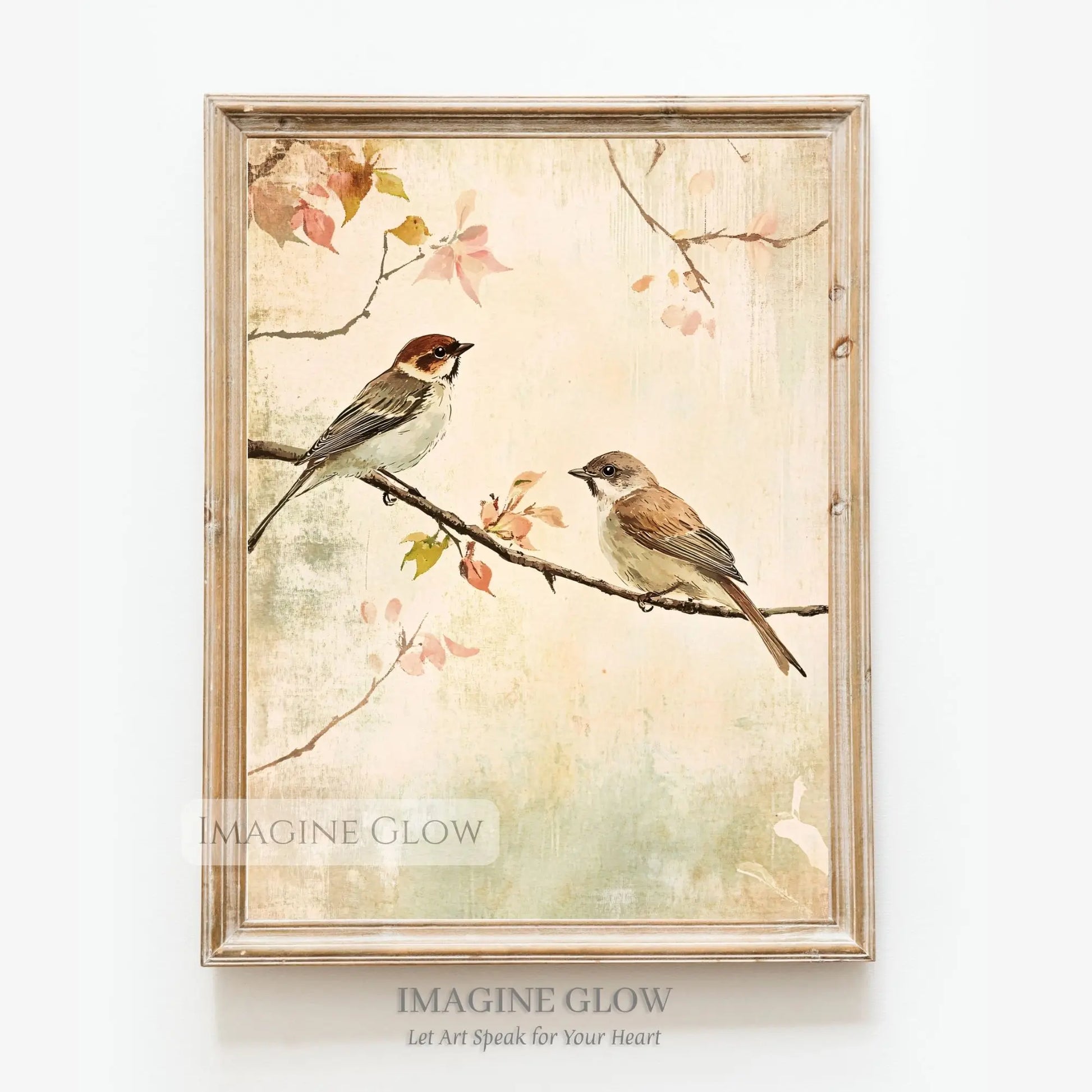 Elegant vintage bird artwork for nature-inspired rooms.