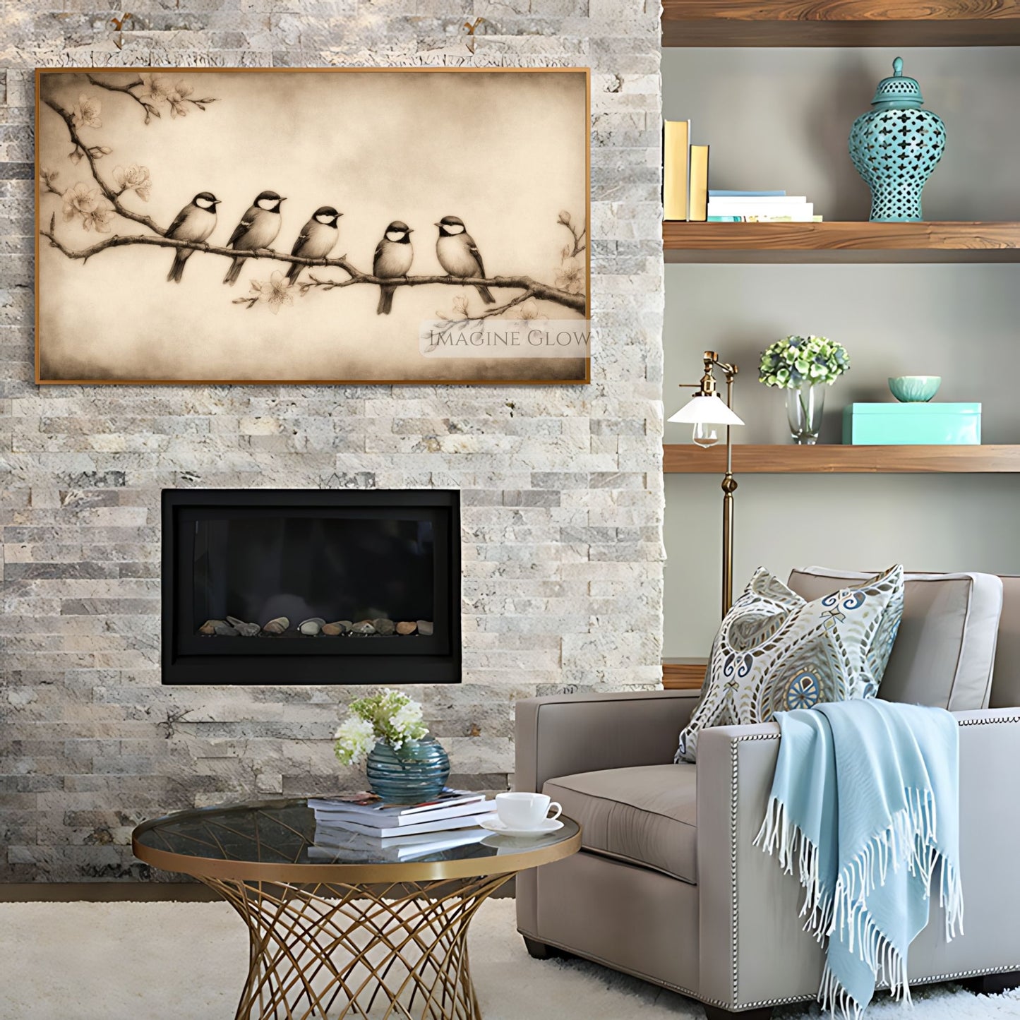 Cottagecore vintage bird print for digital frame
