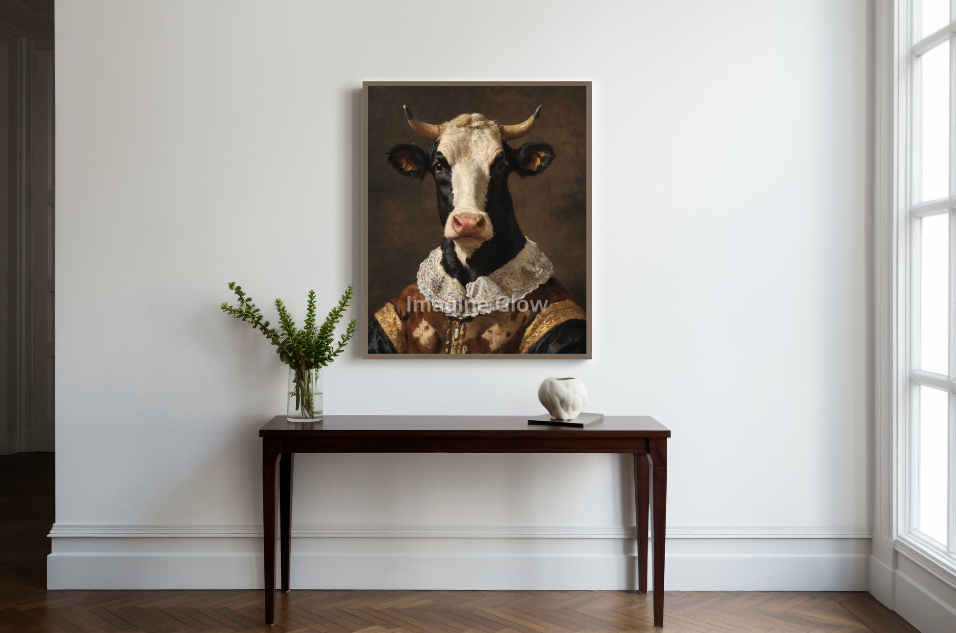Vintage-style cow portrait in Victorian art