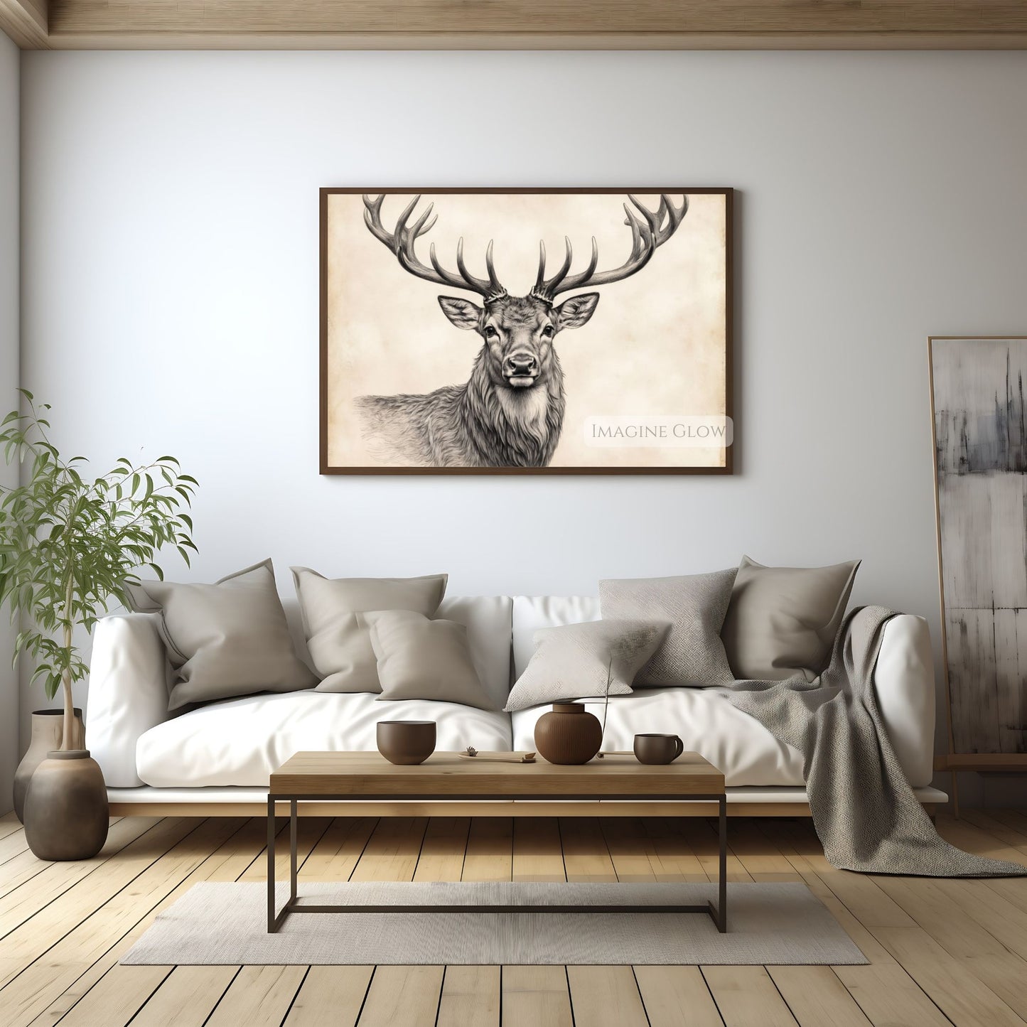 Printable deer sketch for cabin and lodge decor.