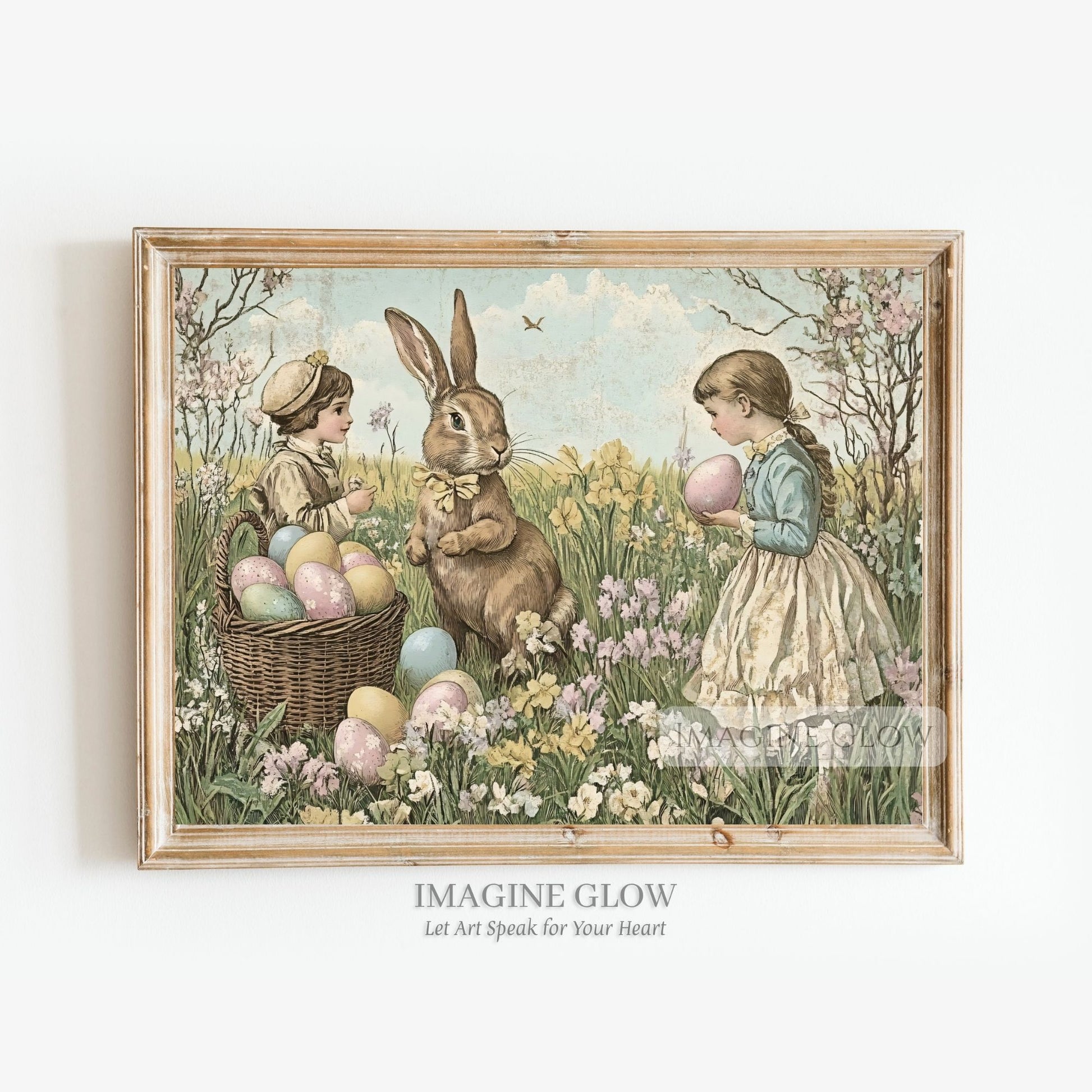 Nostalgic wildflower field Easter artwork for schools.