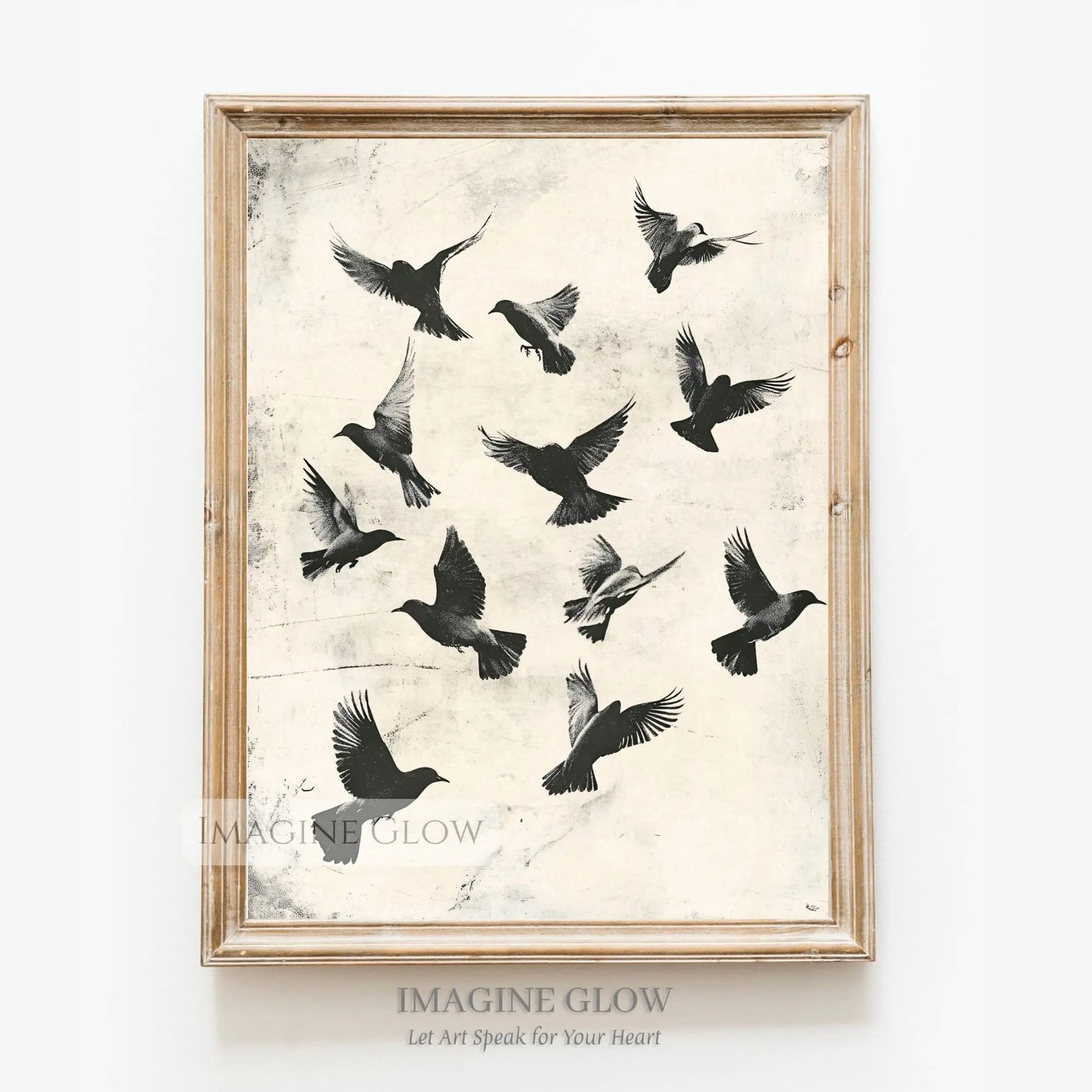 Nature-inspired vintage birds in flight wall art.