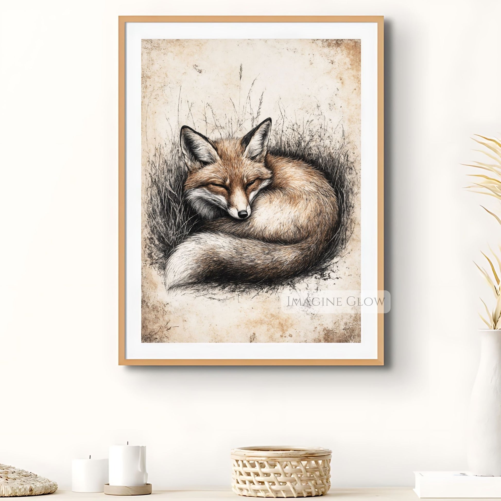Nature-inspired fox sketch for animal lover's wall decor.