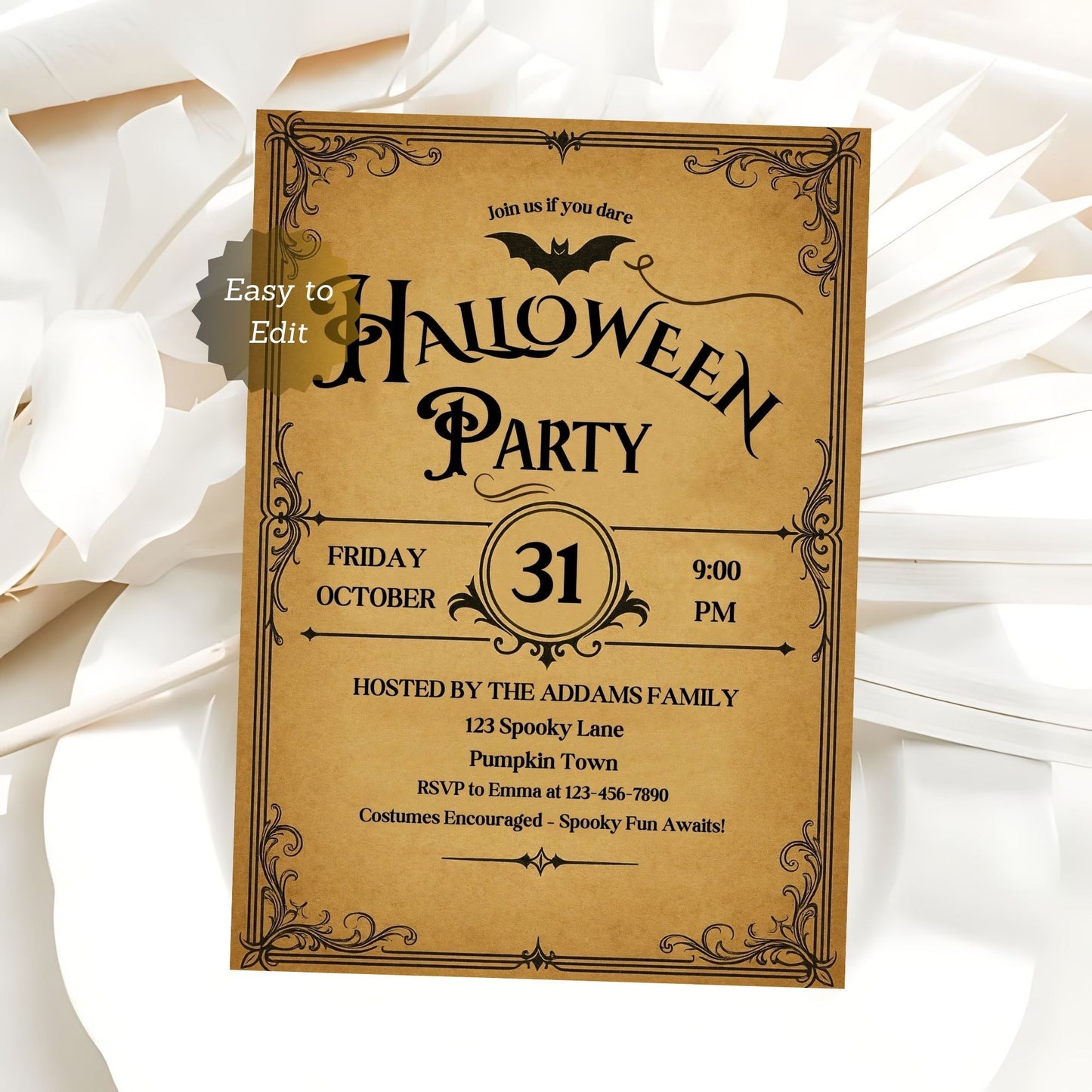 classic halloween celebration invite
vintage pumpkin halloween invitation