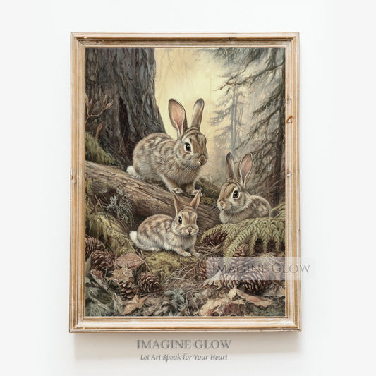 Bunny family wall decor for rustic interiors.