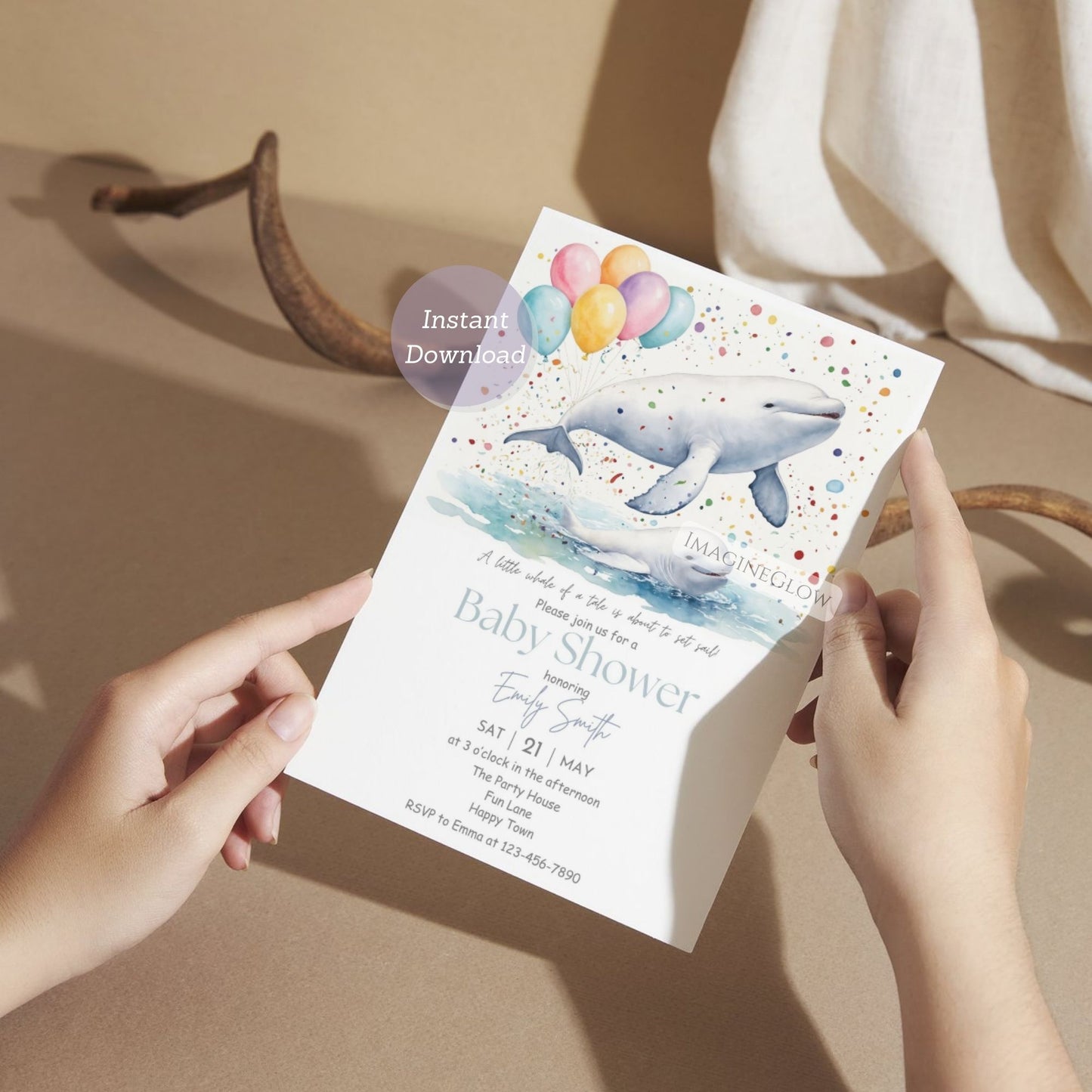 marine theme baby shower invitation digital