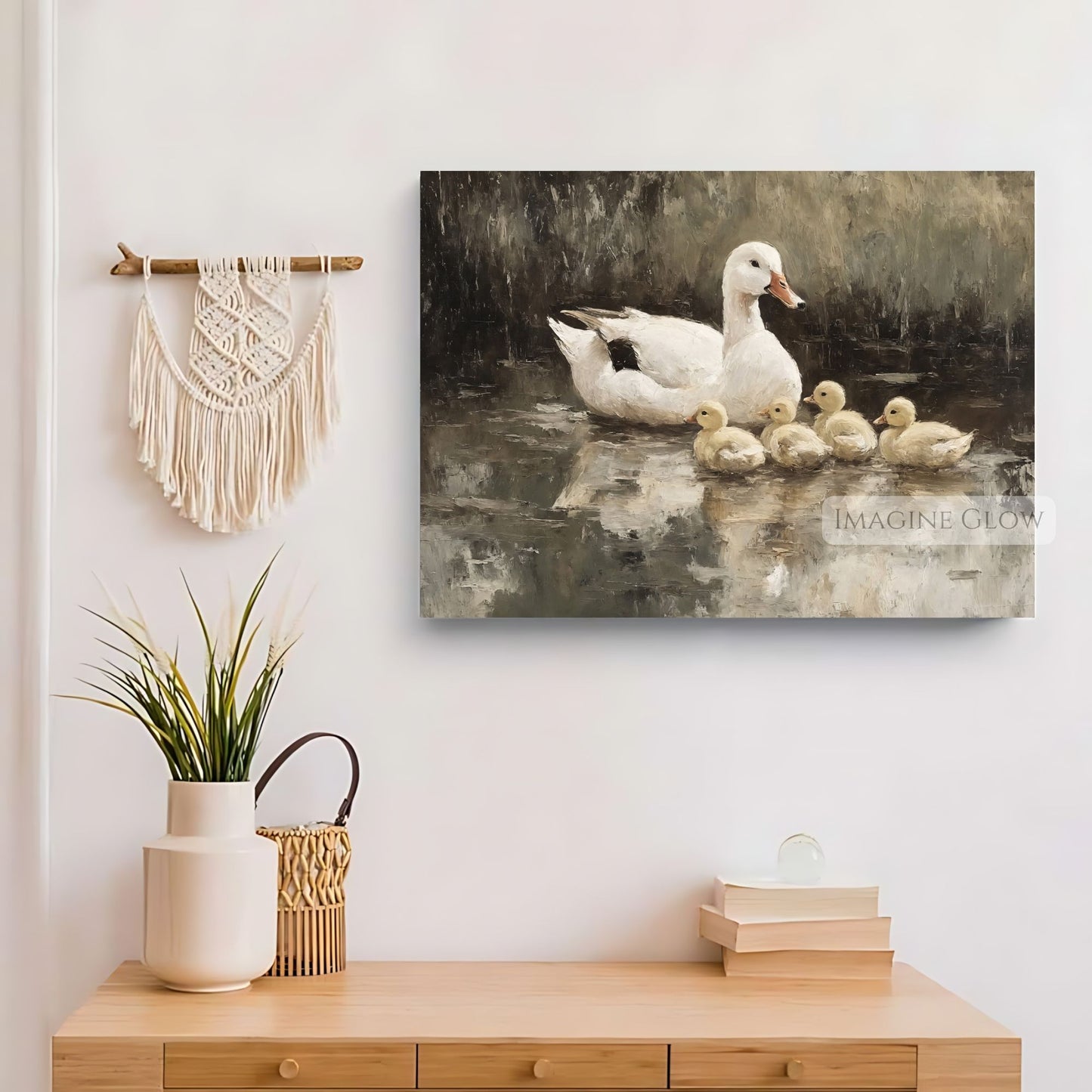 Farmhouse nursery decor featuring a mother duck and ducklings