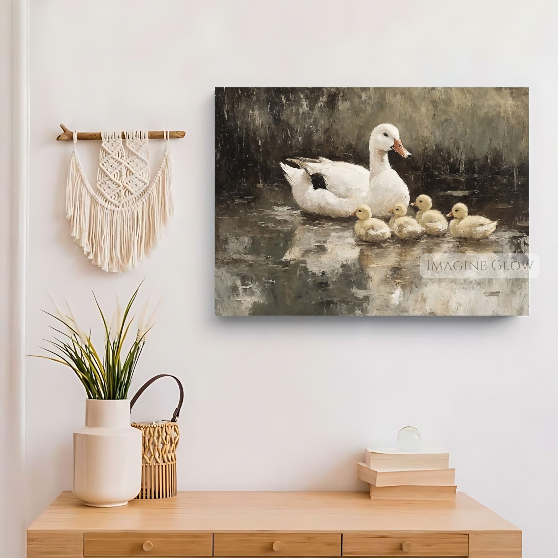 Farmhouse nursery decor featuring a mother duck and ducklings