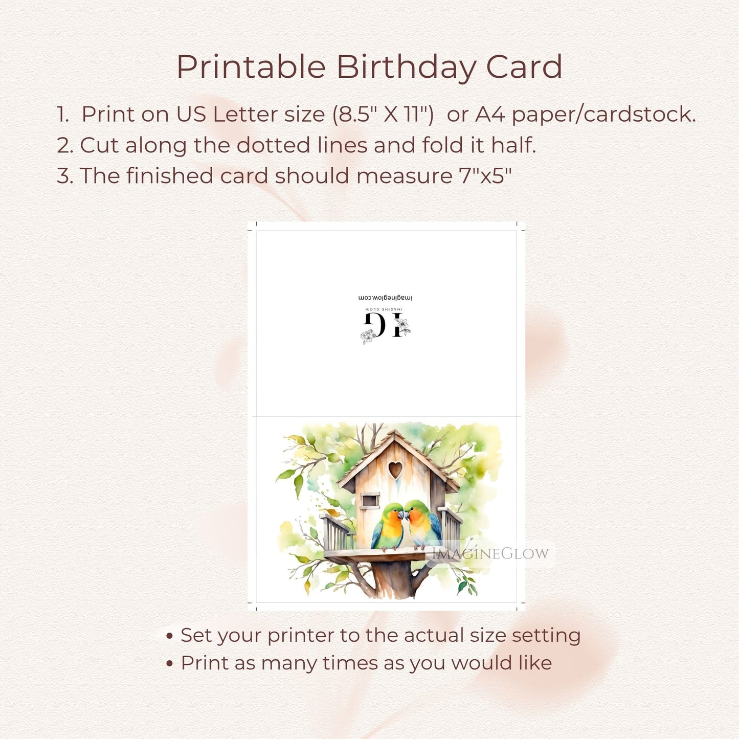 lovebirds card with hearts
affectionate lovebirds birthday card