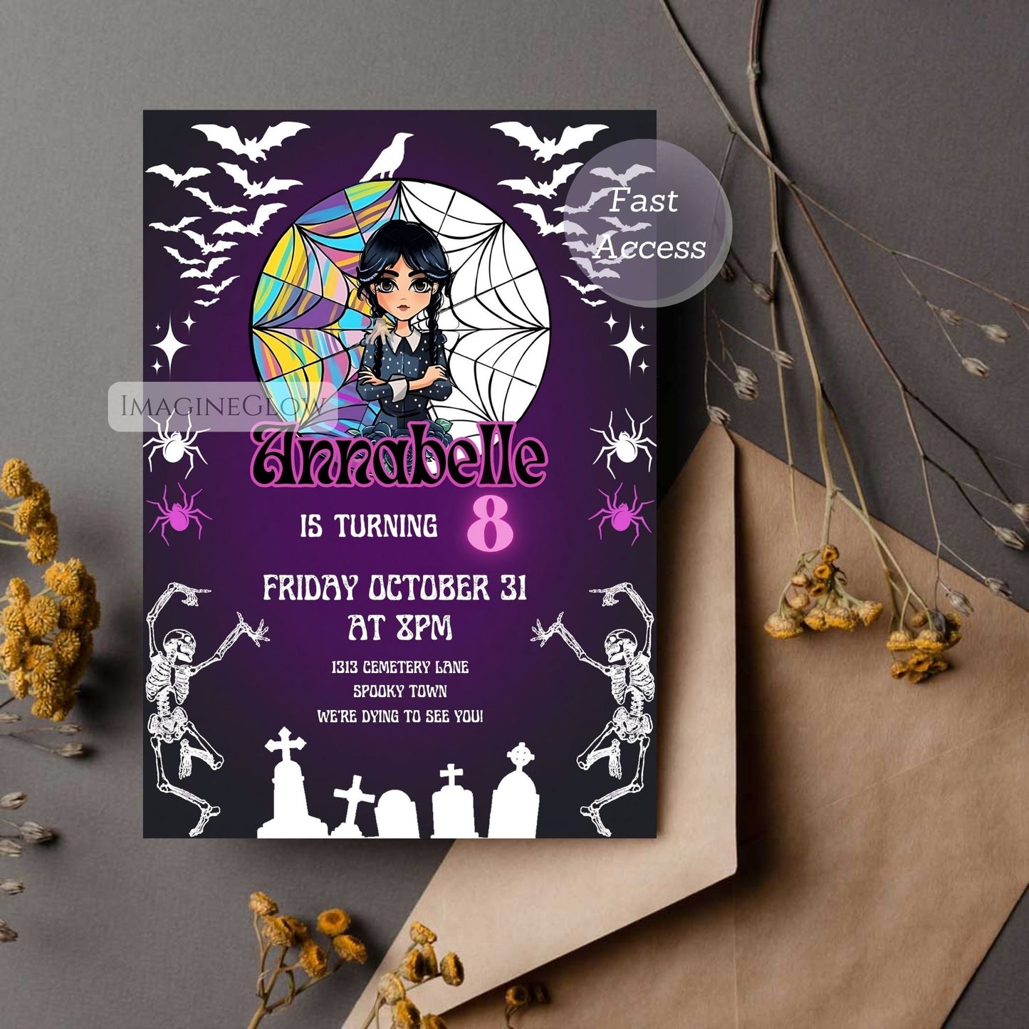 Editable spooky kids party invite
Gothic girl birthday party template