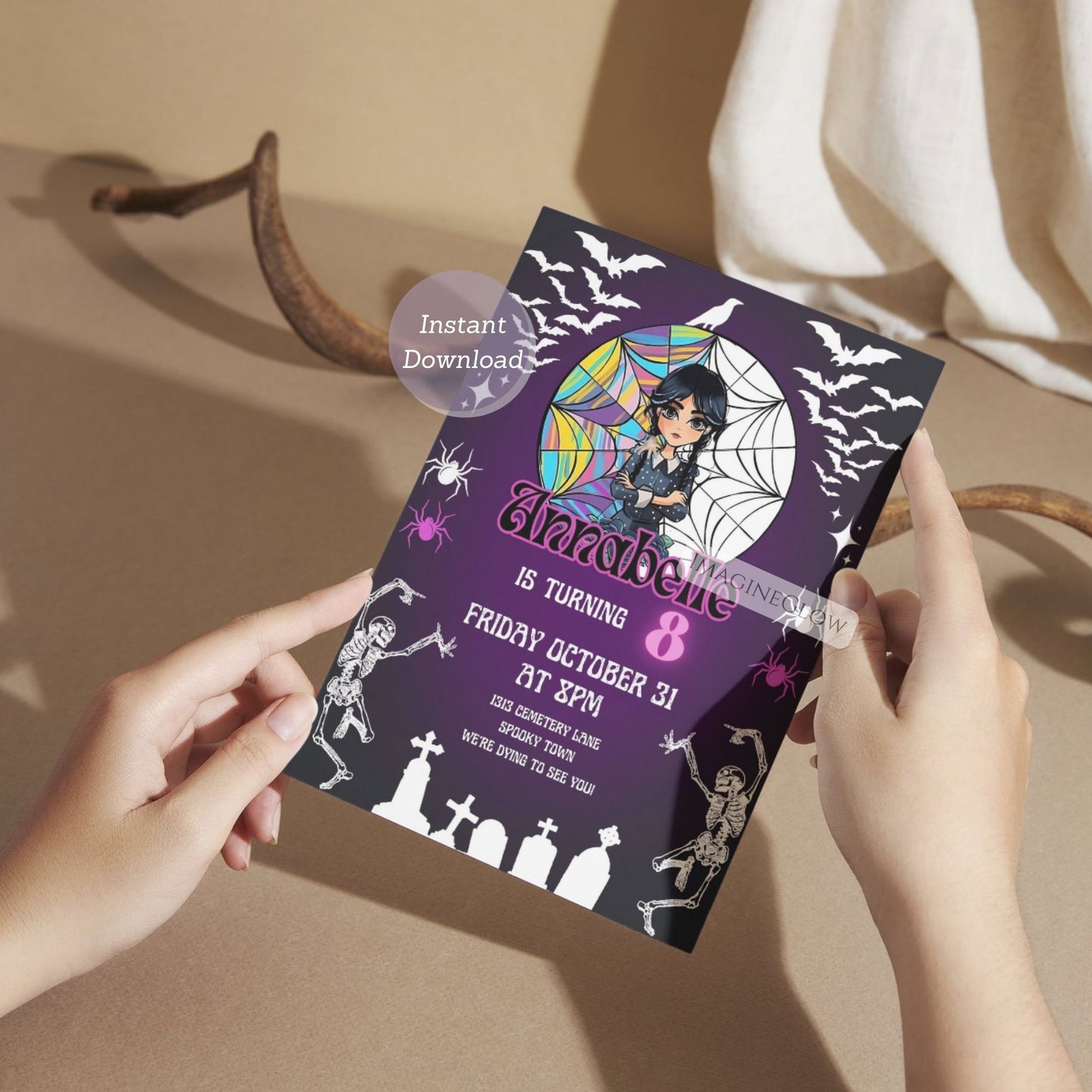 Spooky girl birthday invitation download