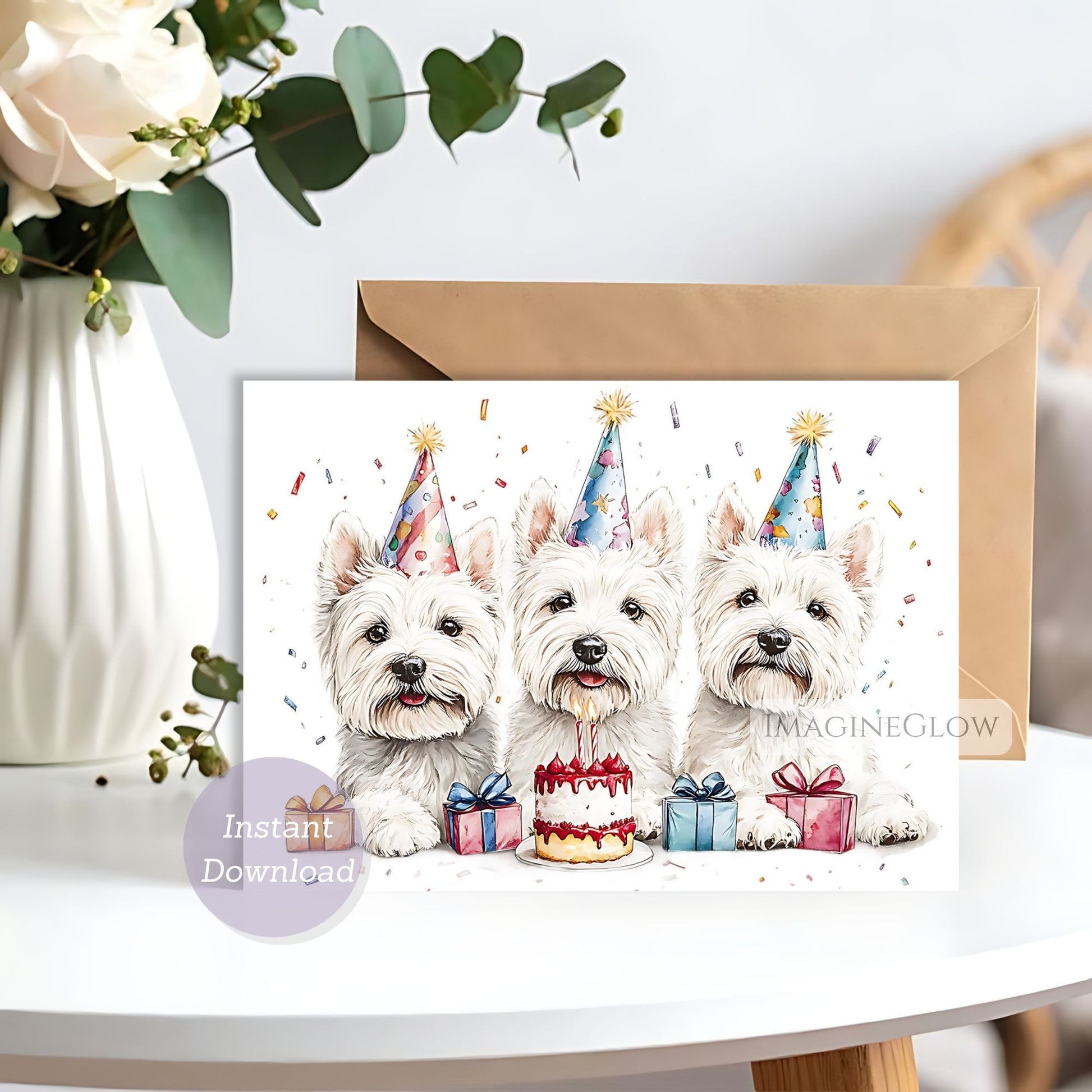 adorable westie birthday card digital
dog-themed birthday card west highland terrier