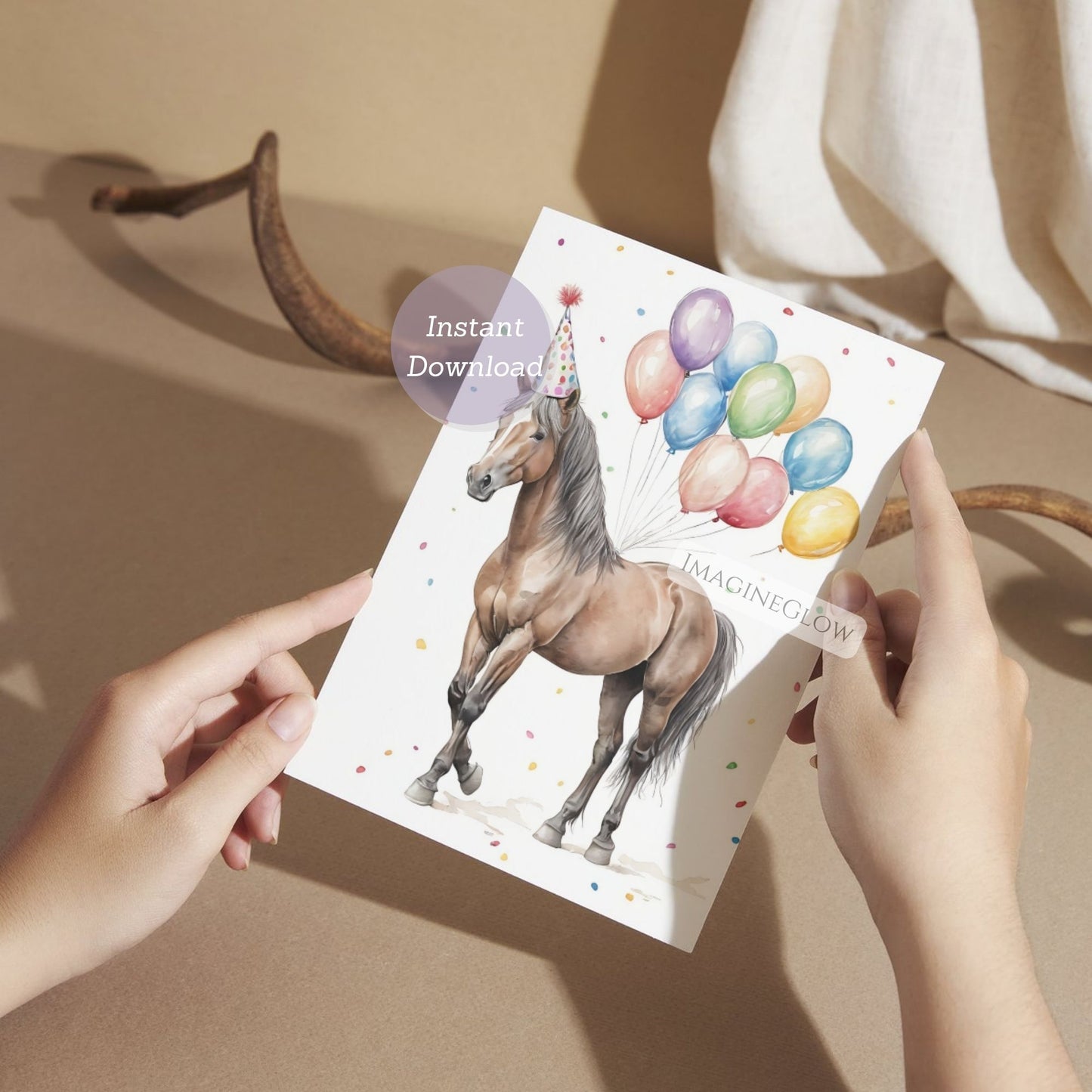 Horse themed printable card
Pony birthday card for children
Rustic horse birthday greeting
Equestrian themed birthday card