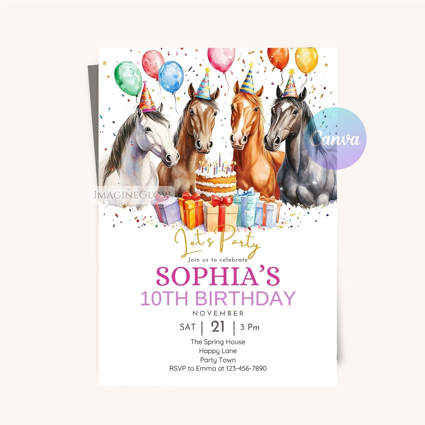 Pony-themed birthday invitation printable