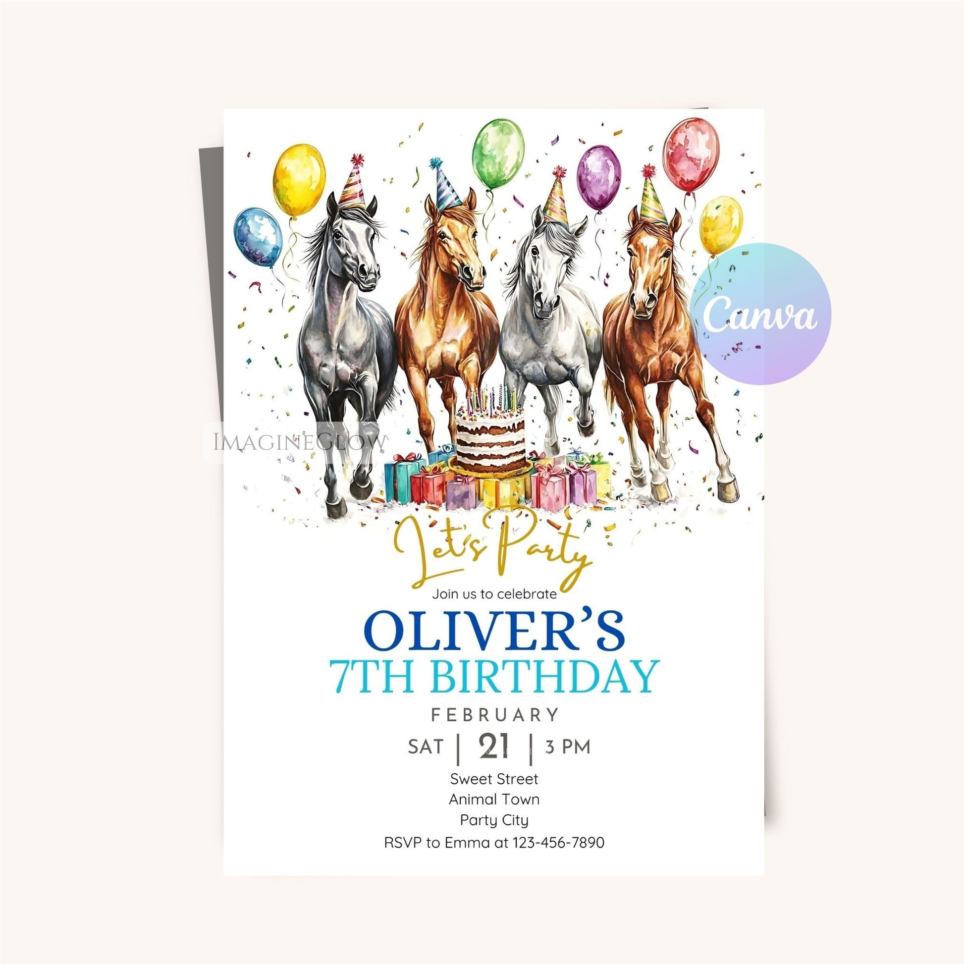 Editable pony birthday party invite digital