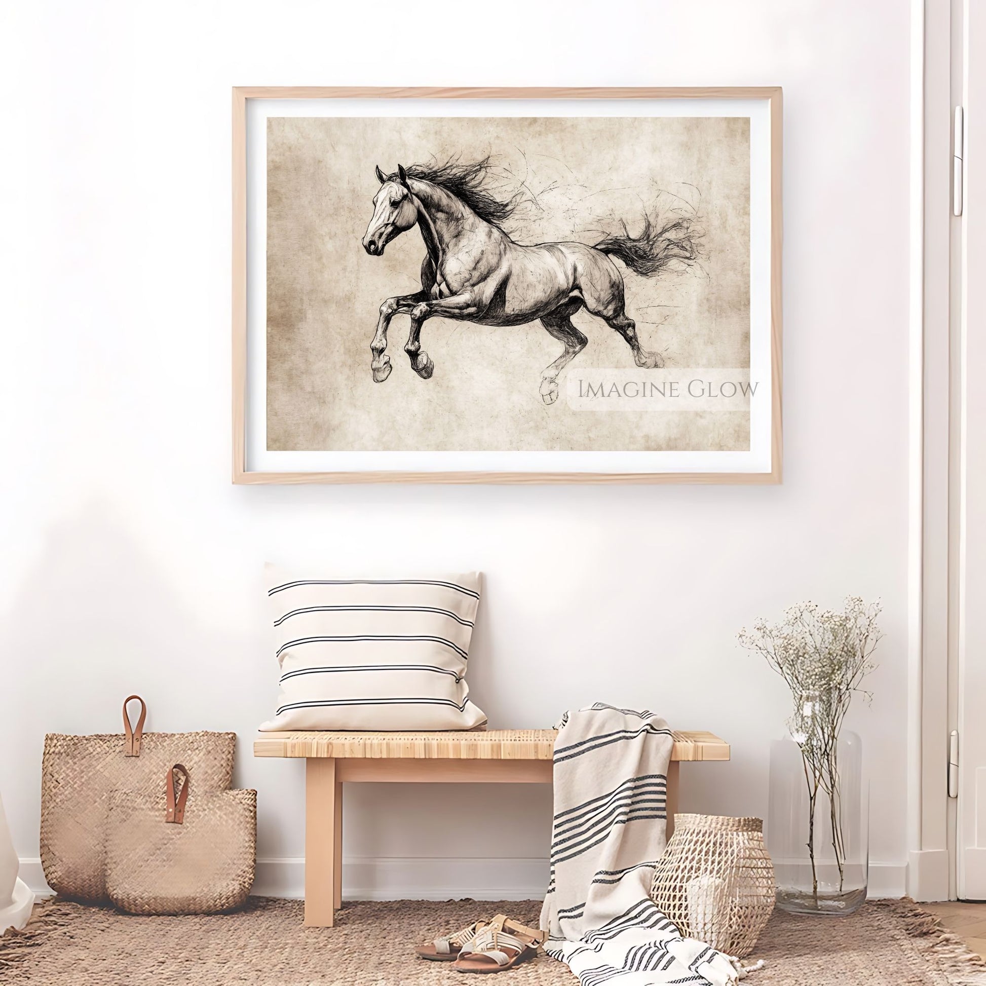Hand-drawn horse sketch for western decor.