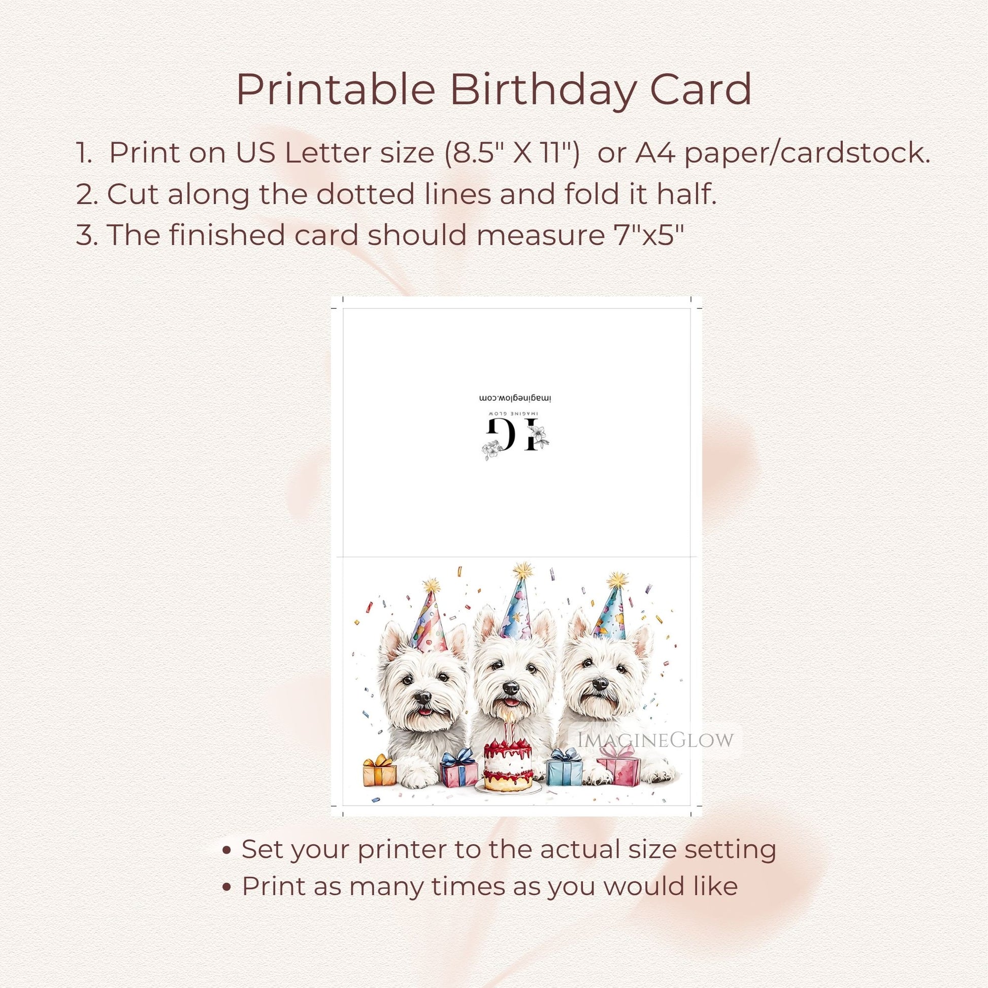 printable westie dog birthday card