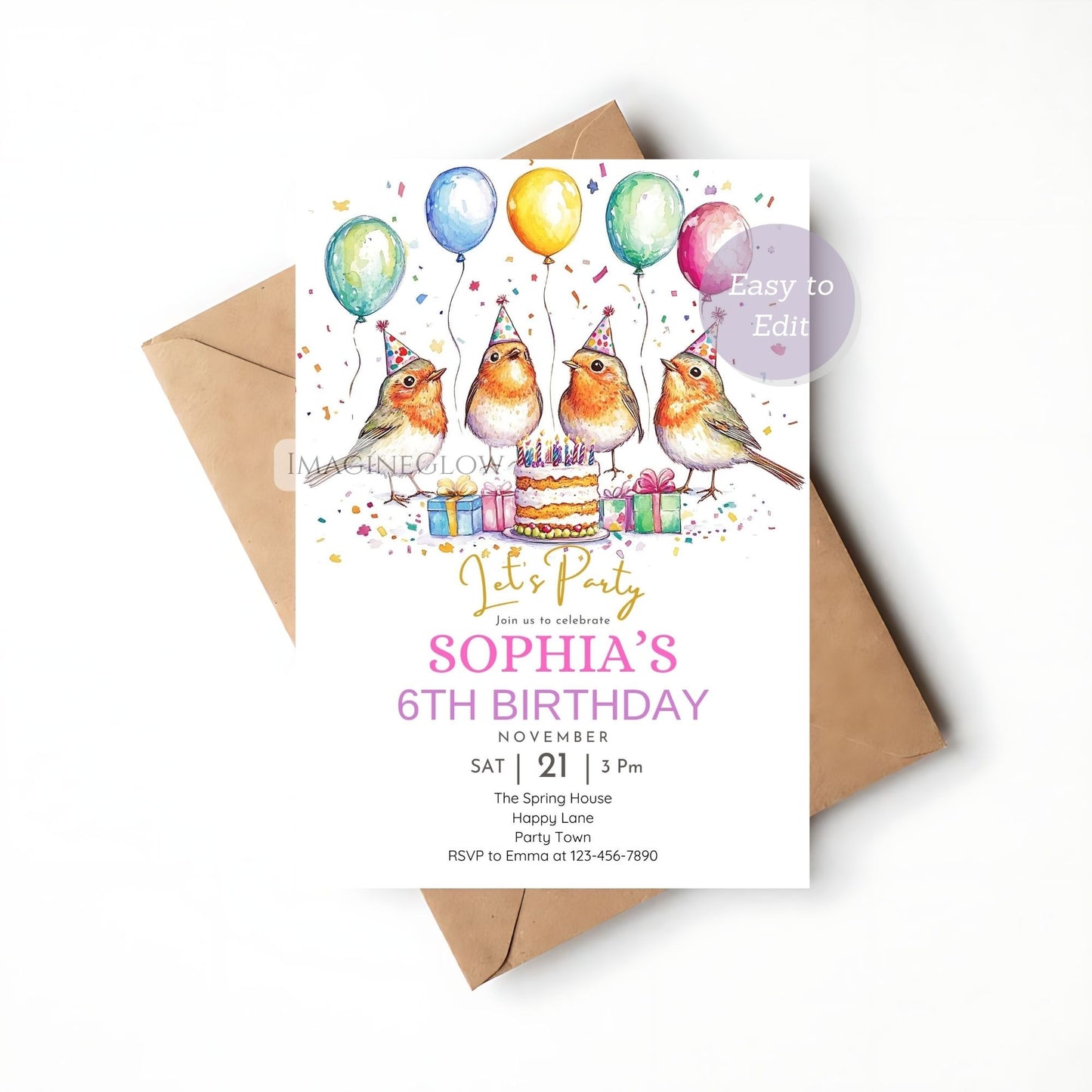Woodland themed birthday party invite