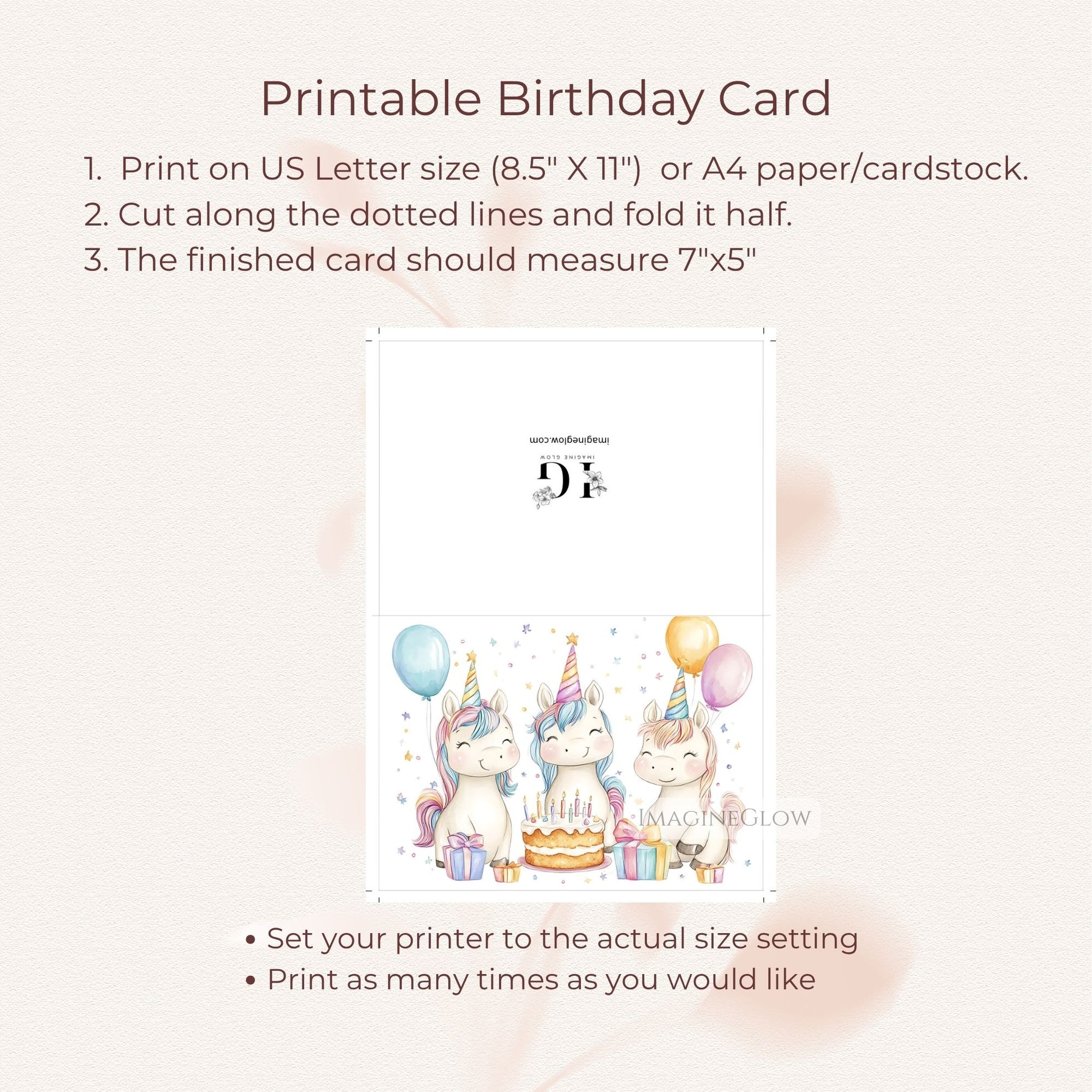 Whimsical unicorn birthday greeting
Fairy-tale unicorn printable card
Magical creature birthday card
Printable unicorn celebration card