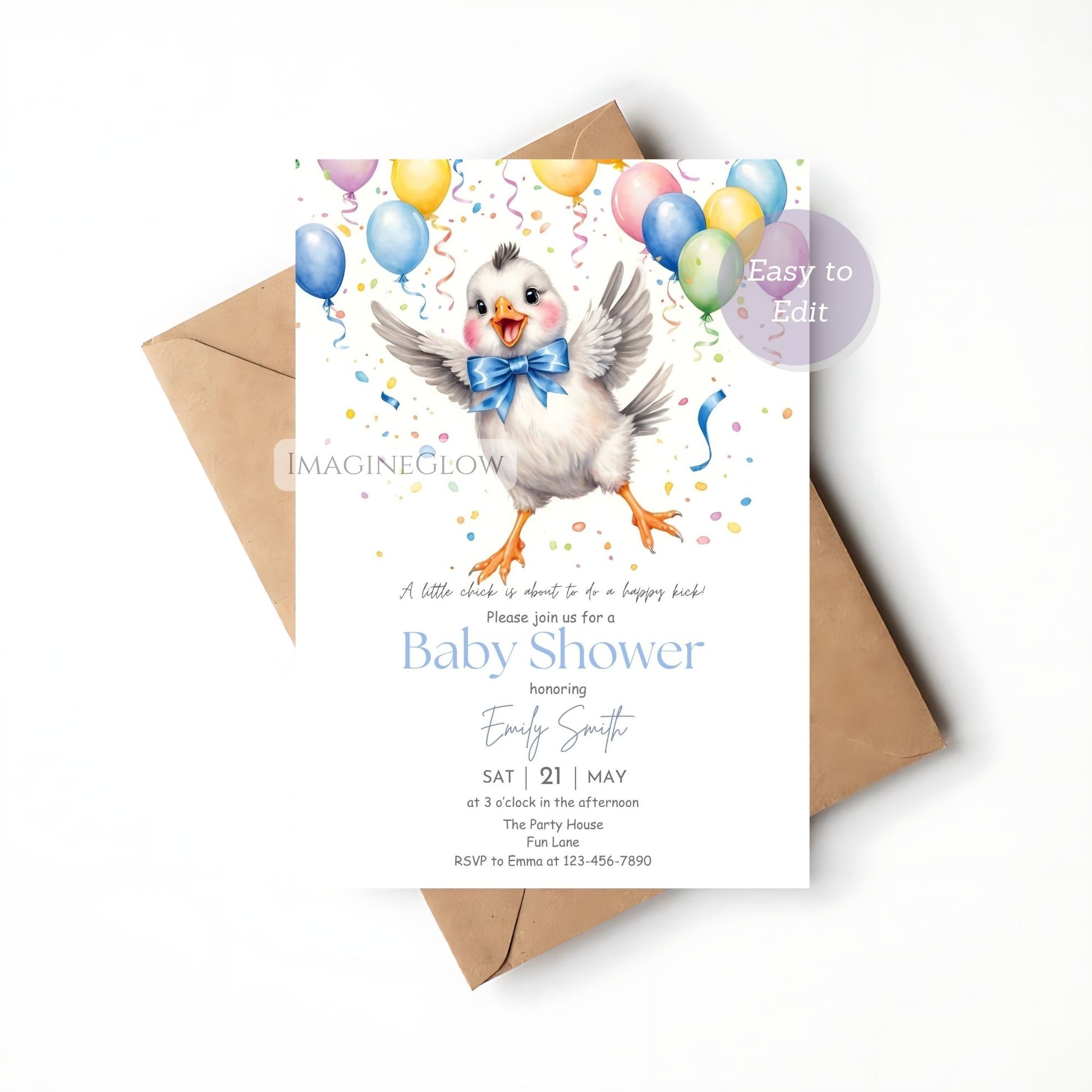 boy baby shower yellow chick design