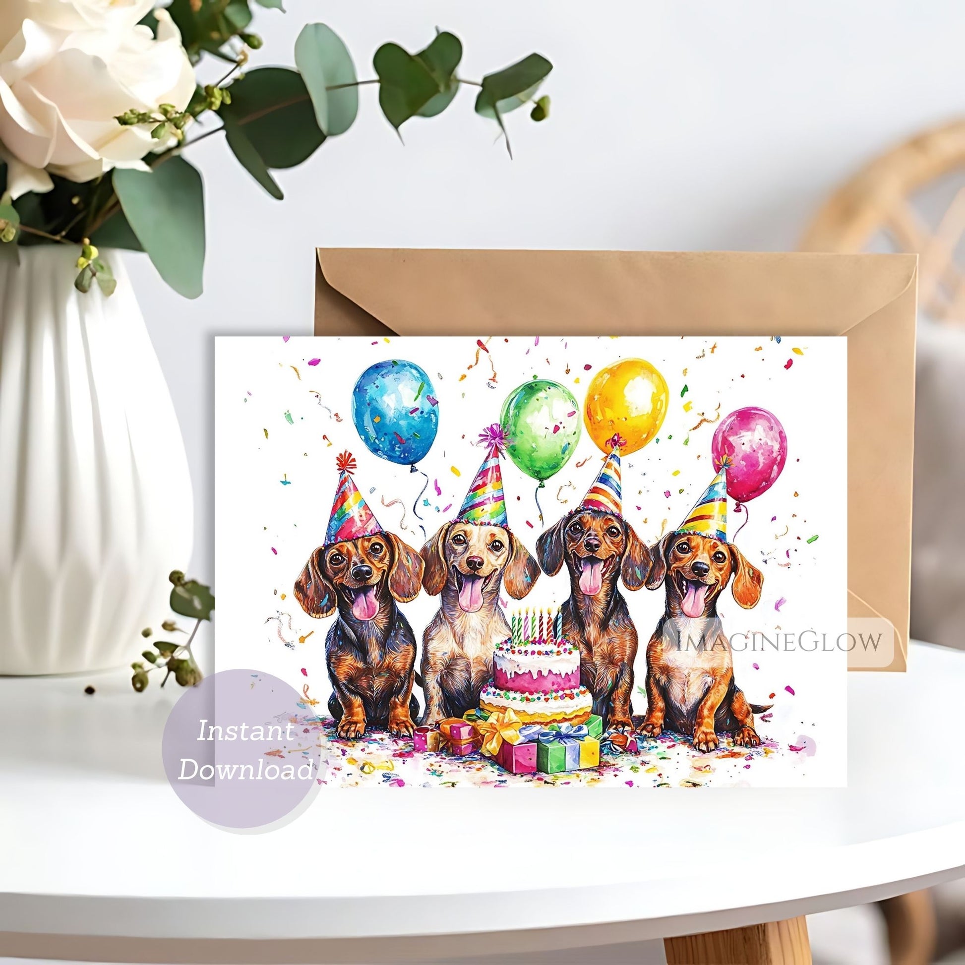 dachshund dog birthday card printable
wiener dog greeting card digital