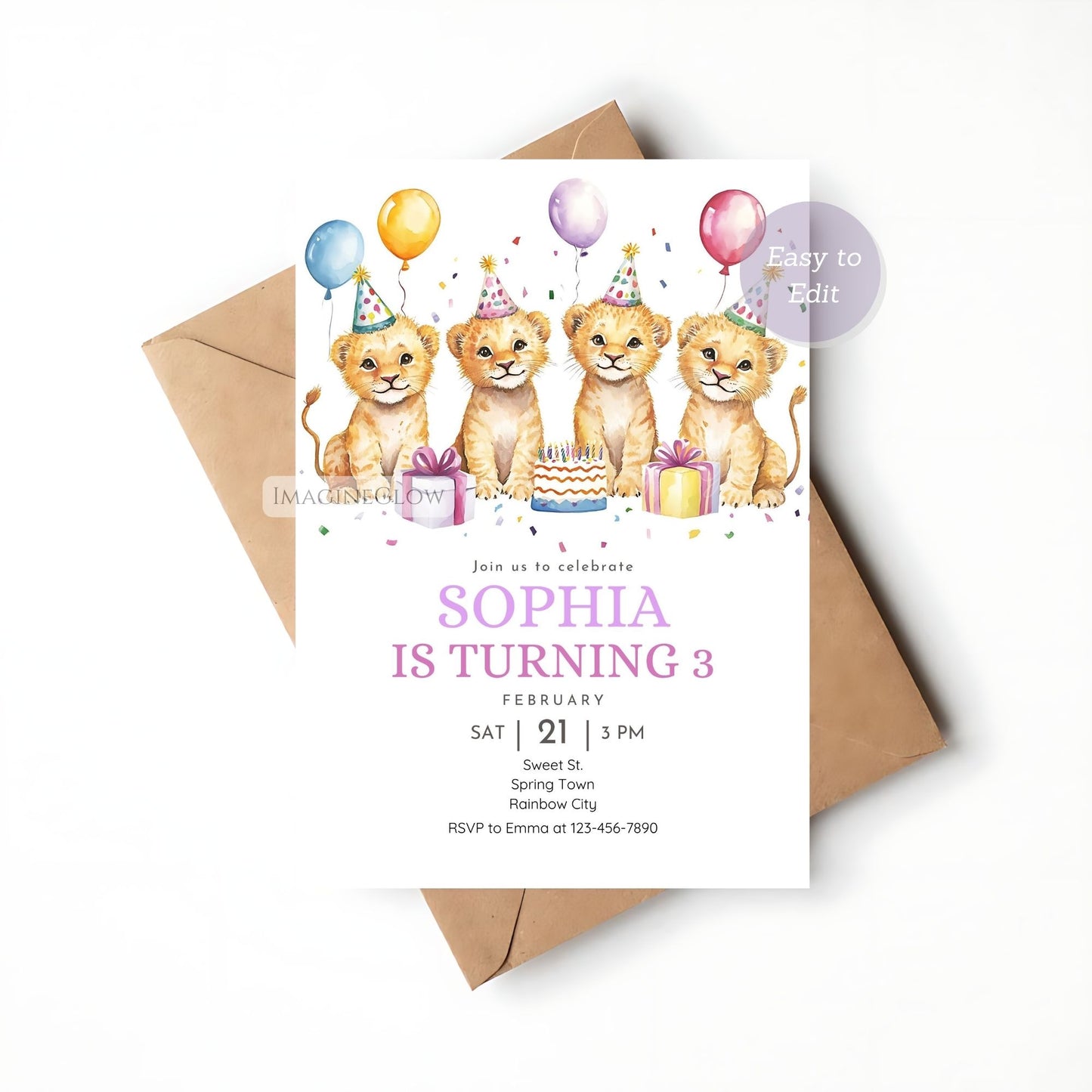 Wild Adventure Baby Lion Birthday Invite - Instant Download
Personalized Baby Lion Birthday Invitation for Kids
Safari Baby Shower or Birthday Party Invite - Printable