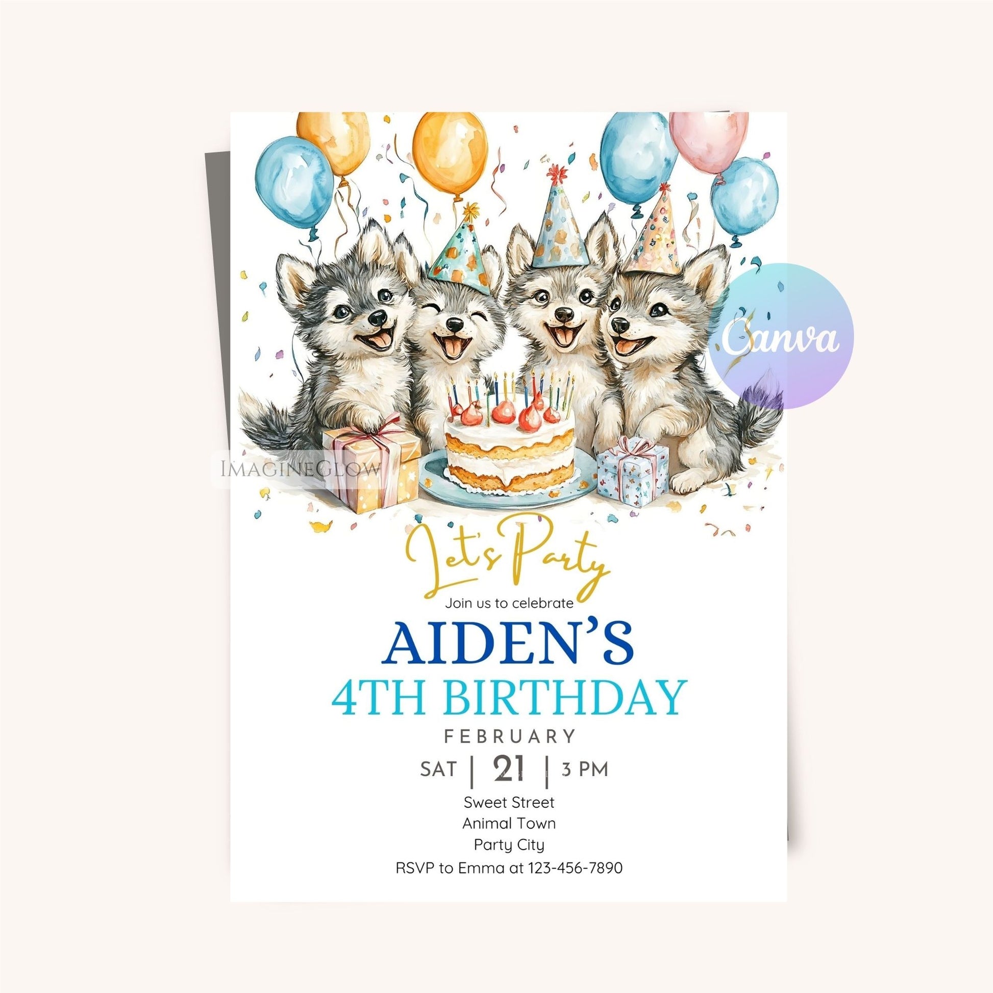 Editable wolf cubs birthday invite