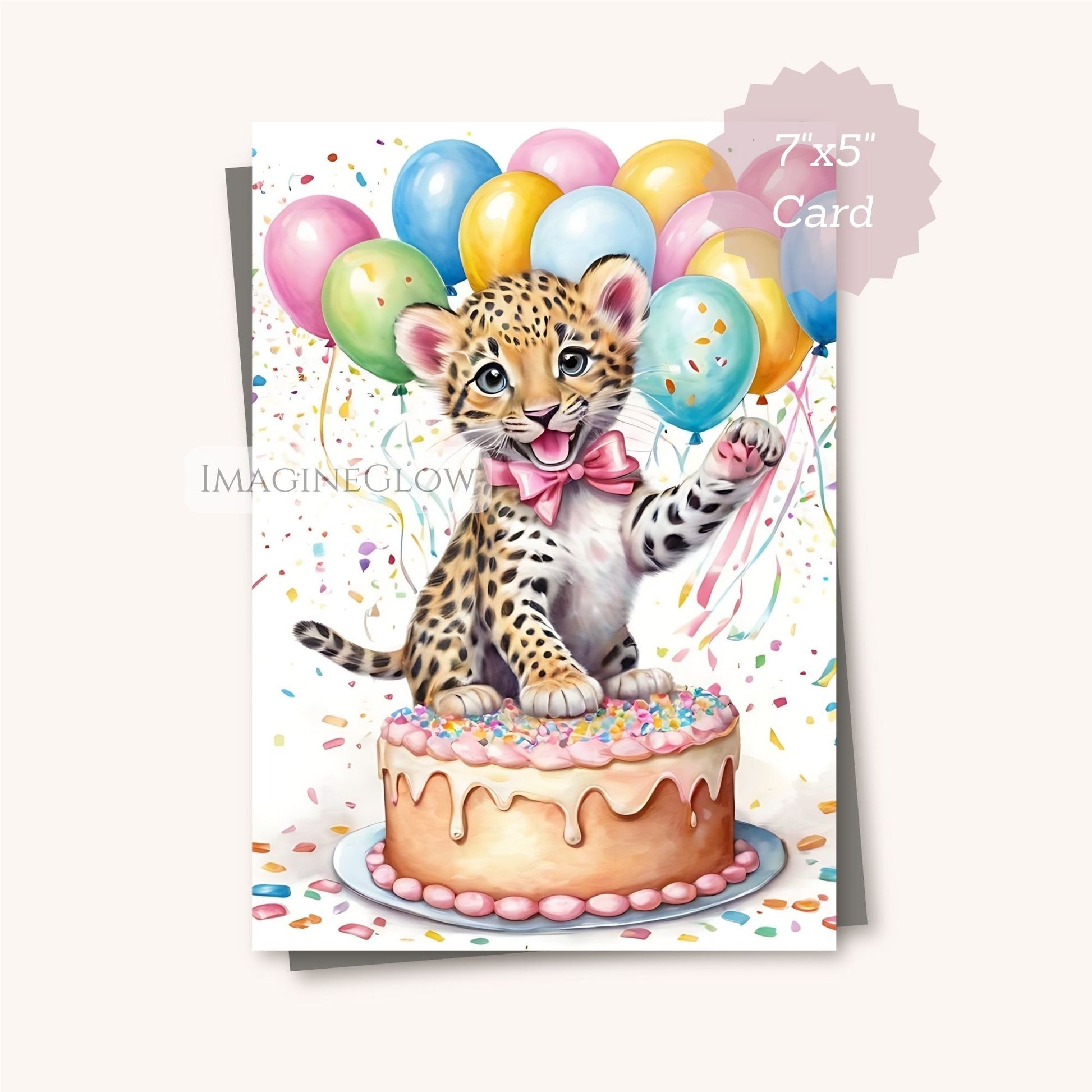 Pink leopard card for little girls
Leopard card instant download for birthday