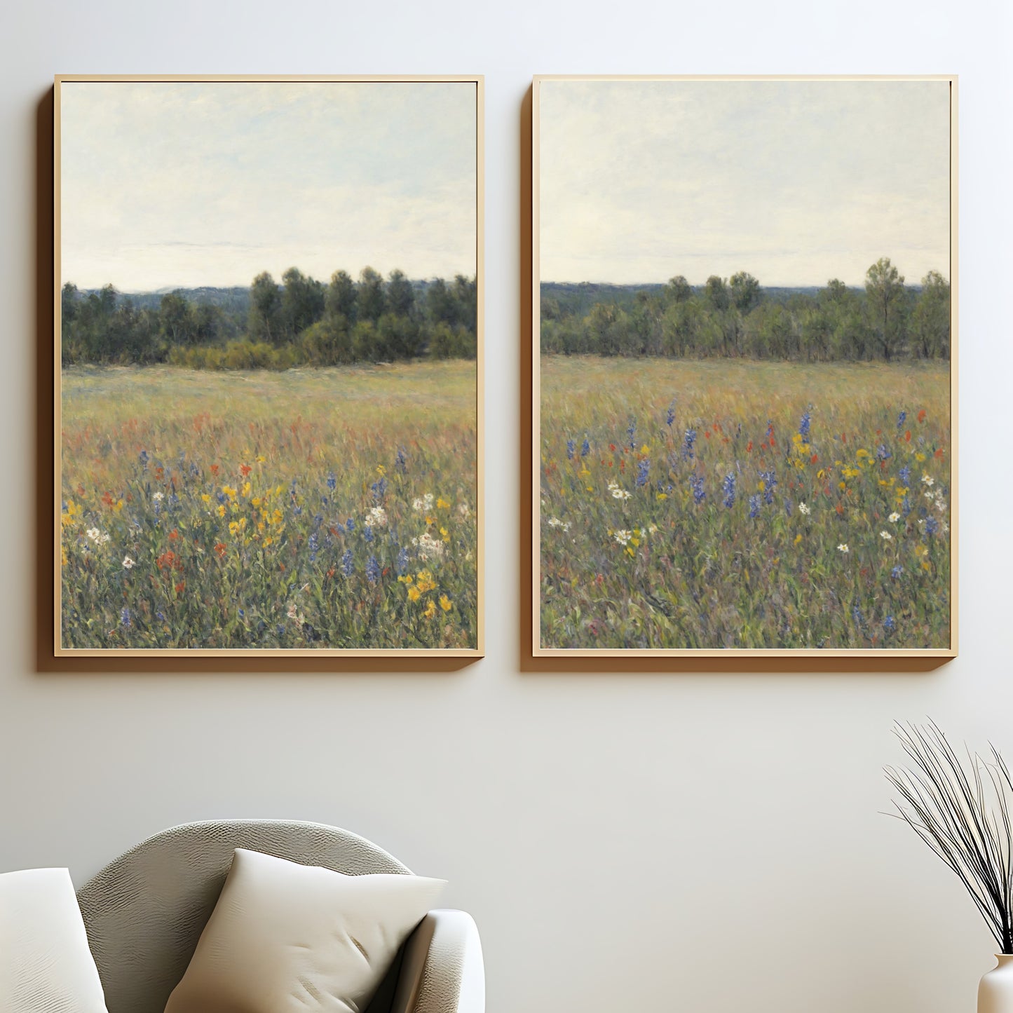 Vintage wildflower wall art for home decor