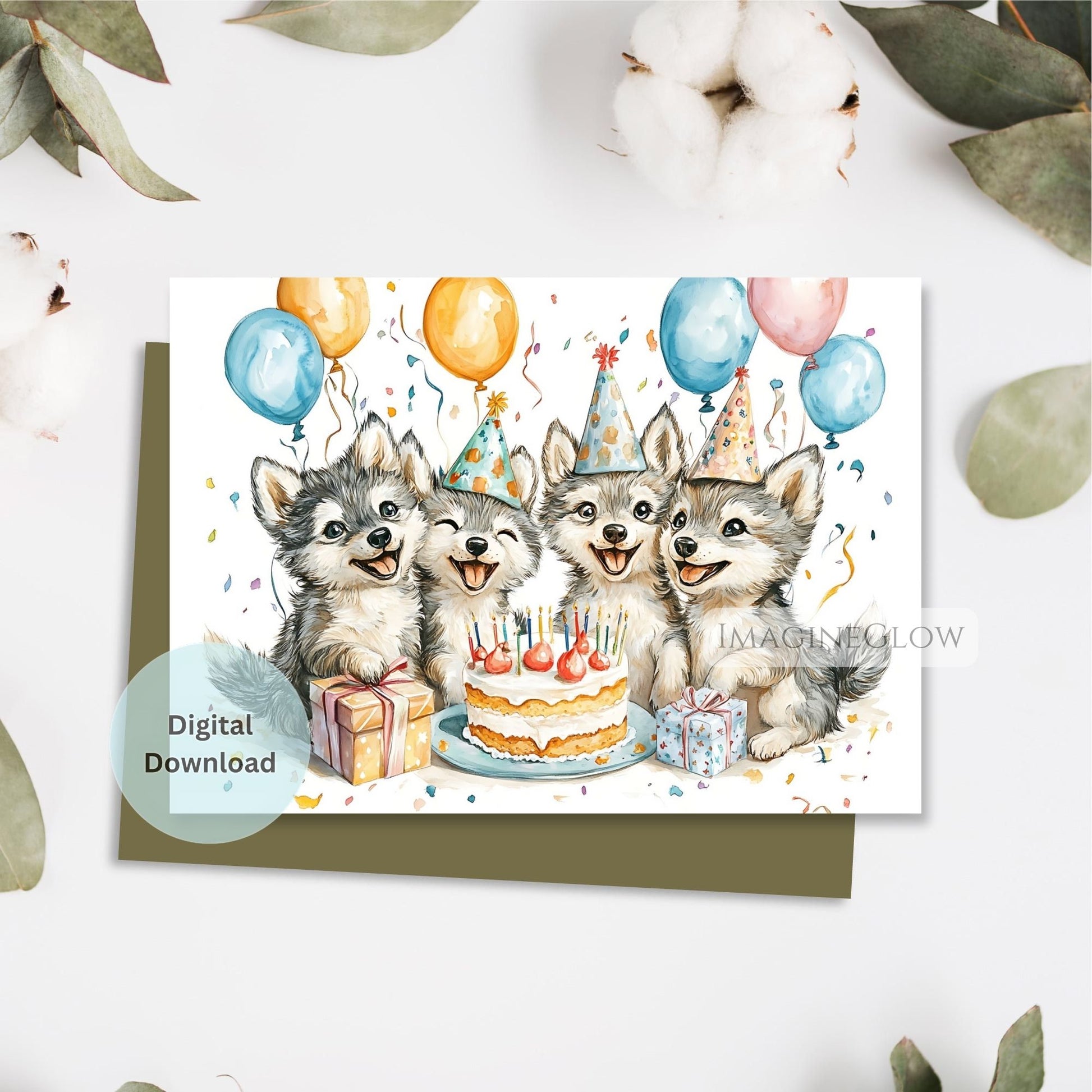Wolf birthday card printable
Wild wolf greeting card
Rustic nature birthday card