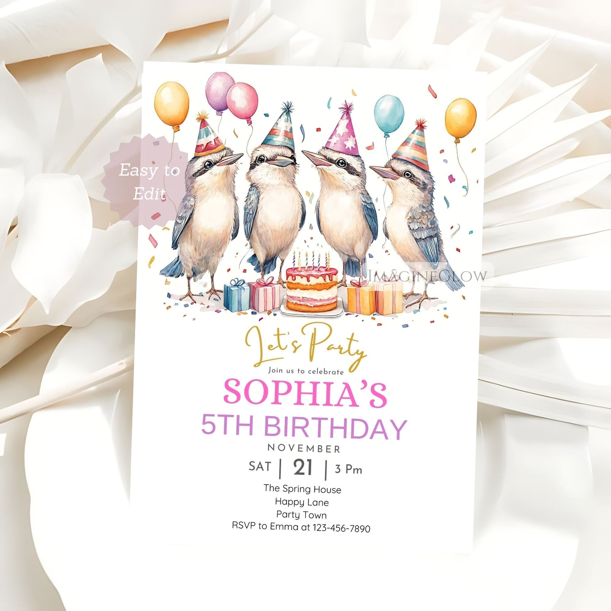 Rustic kookaburra birthday card for boys or girls