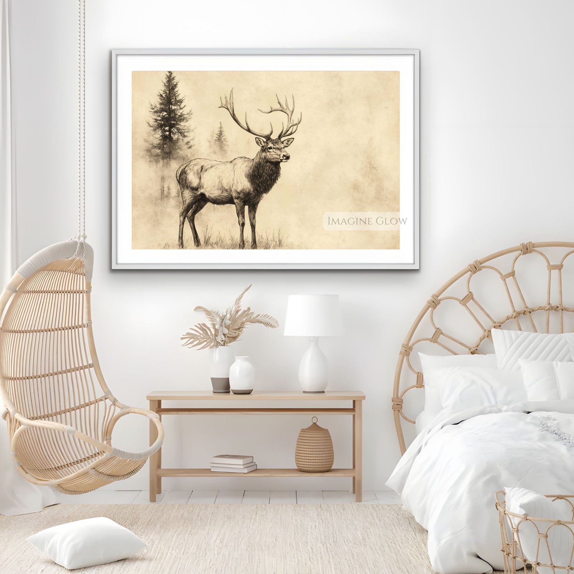 Majestic wildlife stag sketch for home and office art.