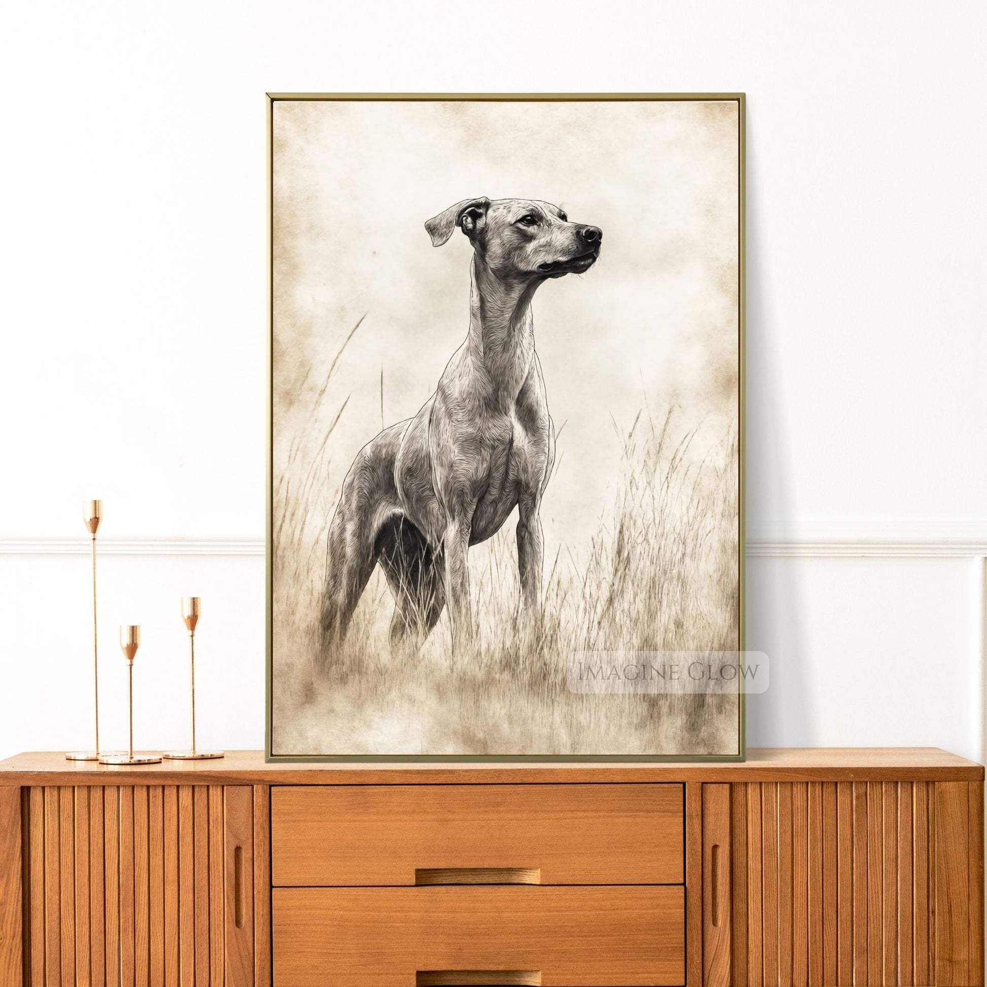 Pencil drawing of a dog in action for outdoor enthusiasts.