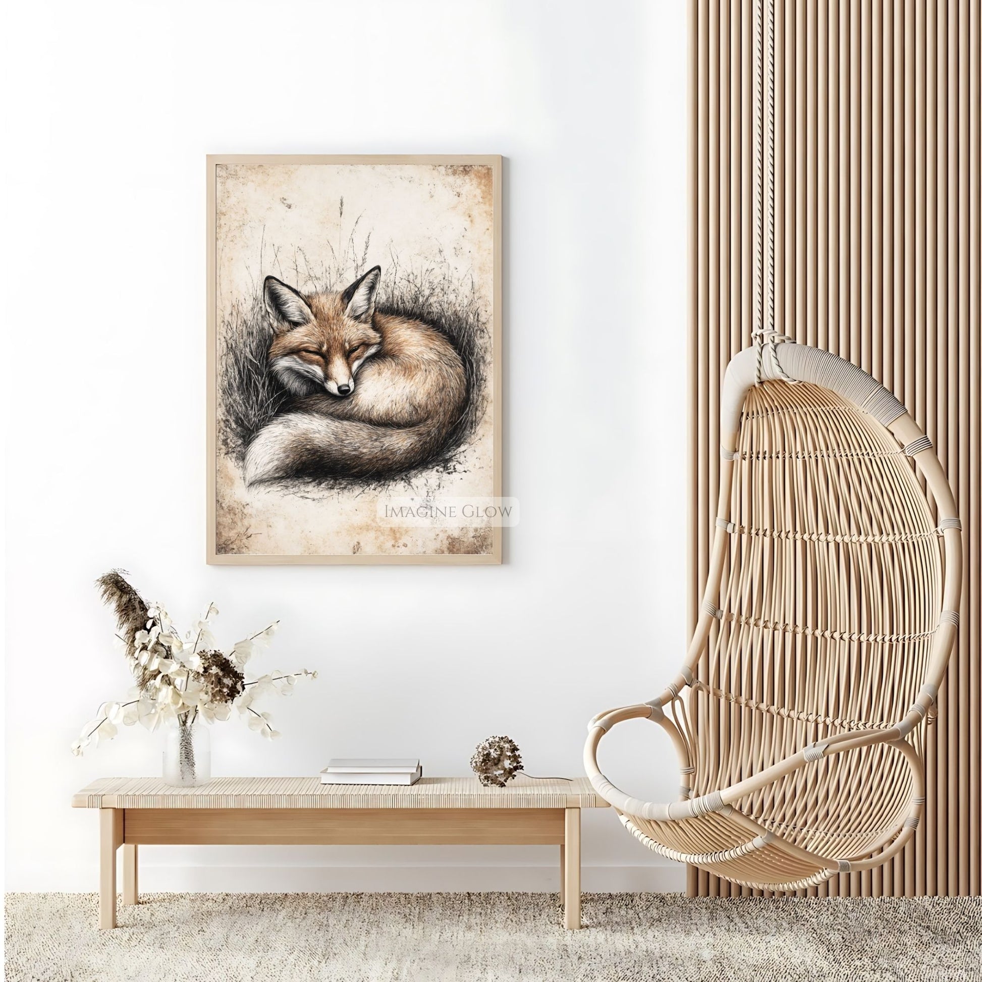 Printable fox sketch for wildlife-inspired decor.