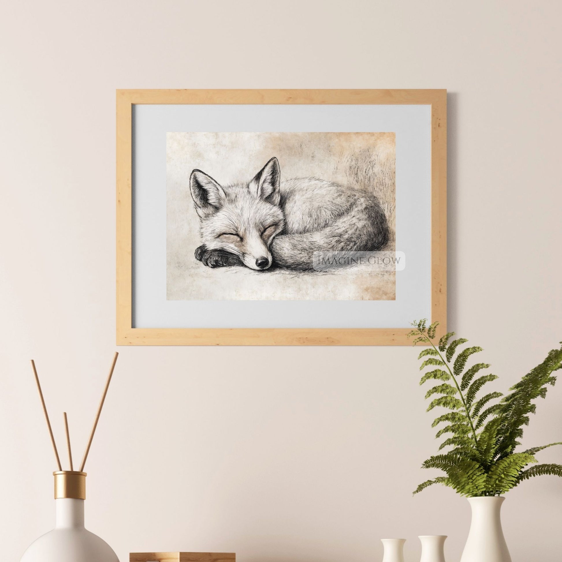 Printable fox wall art for rustic home settings.