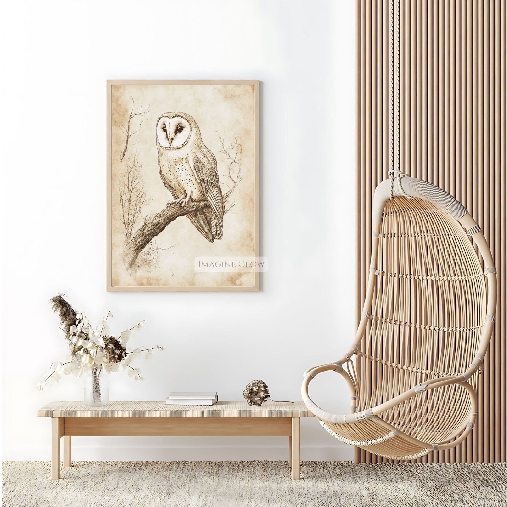 Intricate owl pencil sketch for nature lovers.