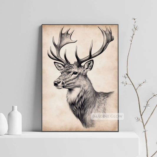 Hand-drawn stag sketch in vintage style.