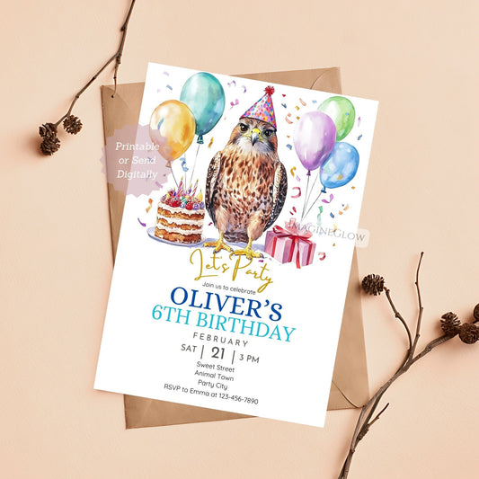 Falcon birthday invitation printable
Editable bird of prey party invite