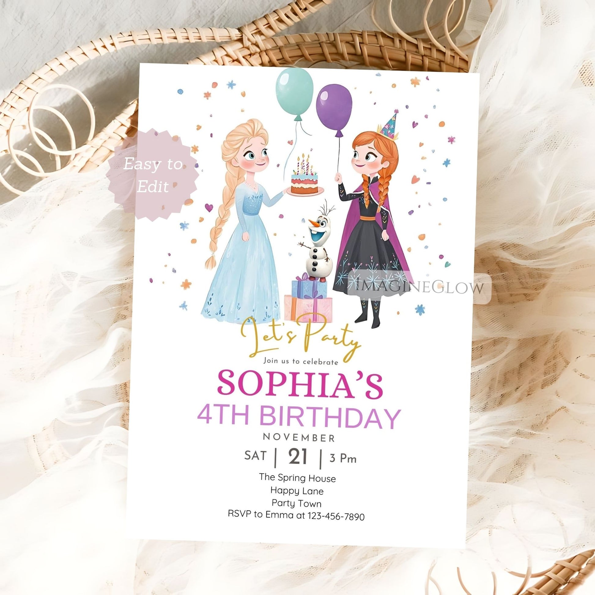 Canva Frozen invitation with Olaf