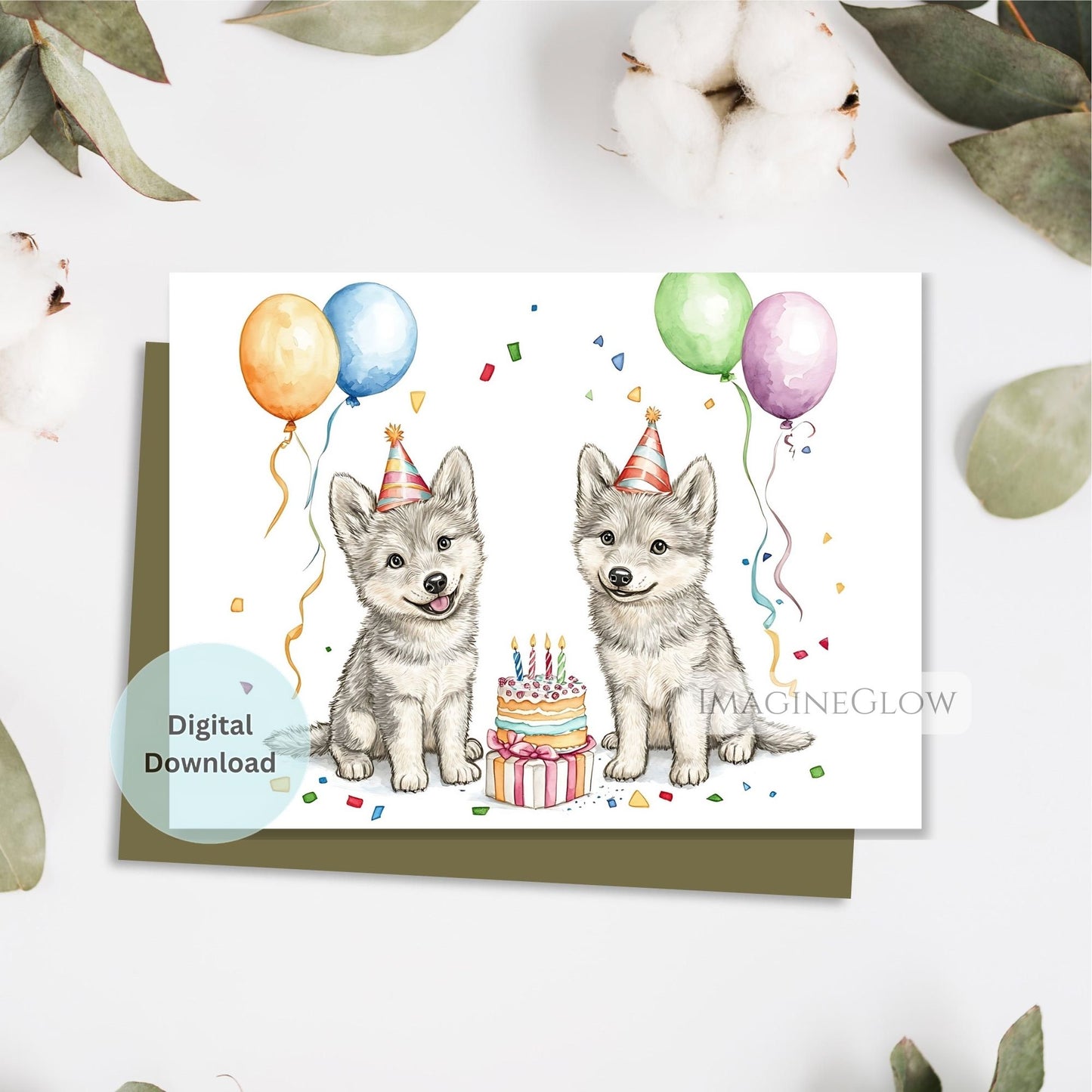 forest animal wolf printable card
wolf birthday card digital download