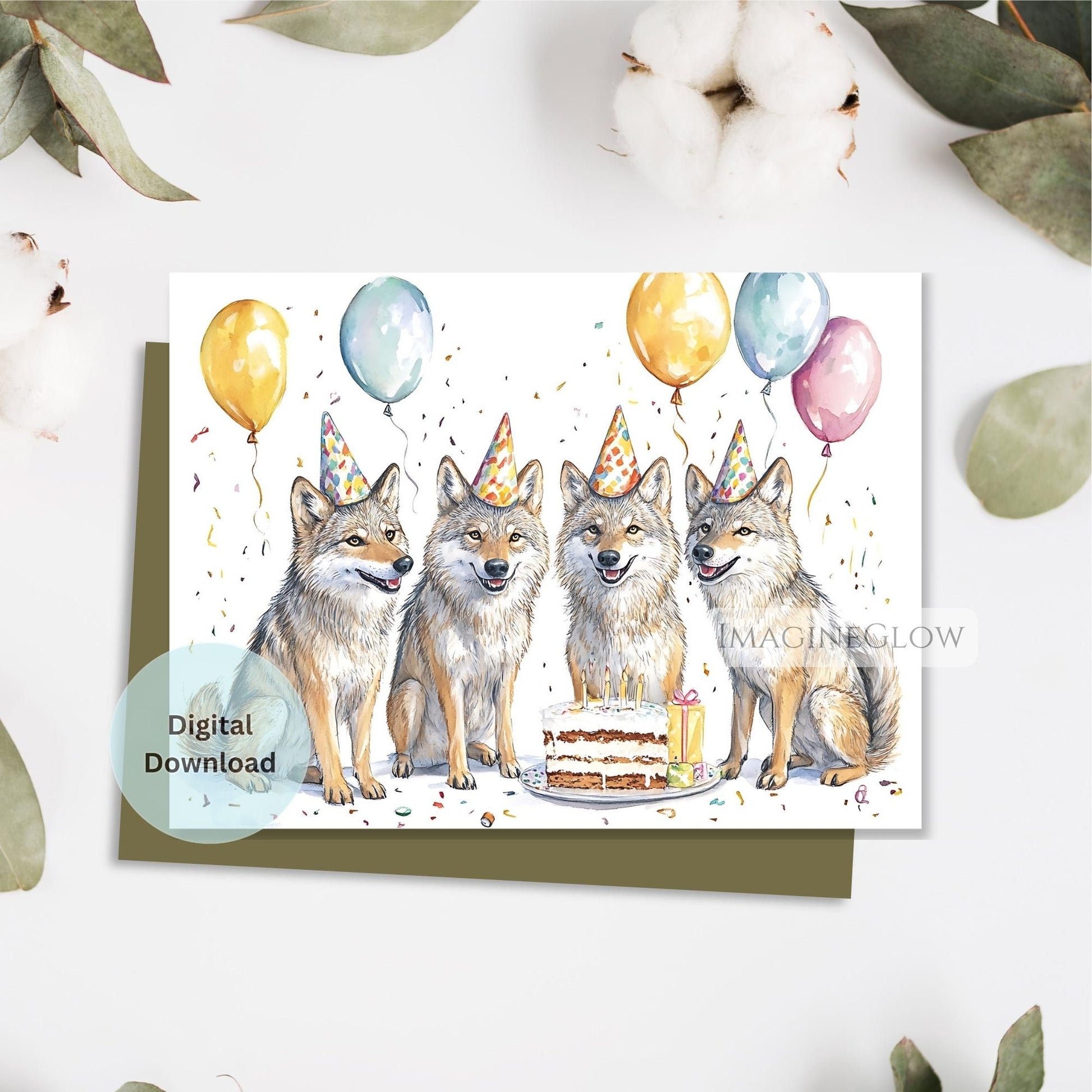 Wolf birthday card printable
Wild animal birthday card
Forest themed greeting card
Majestic wolf card