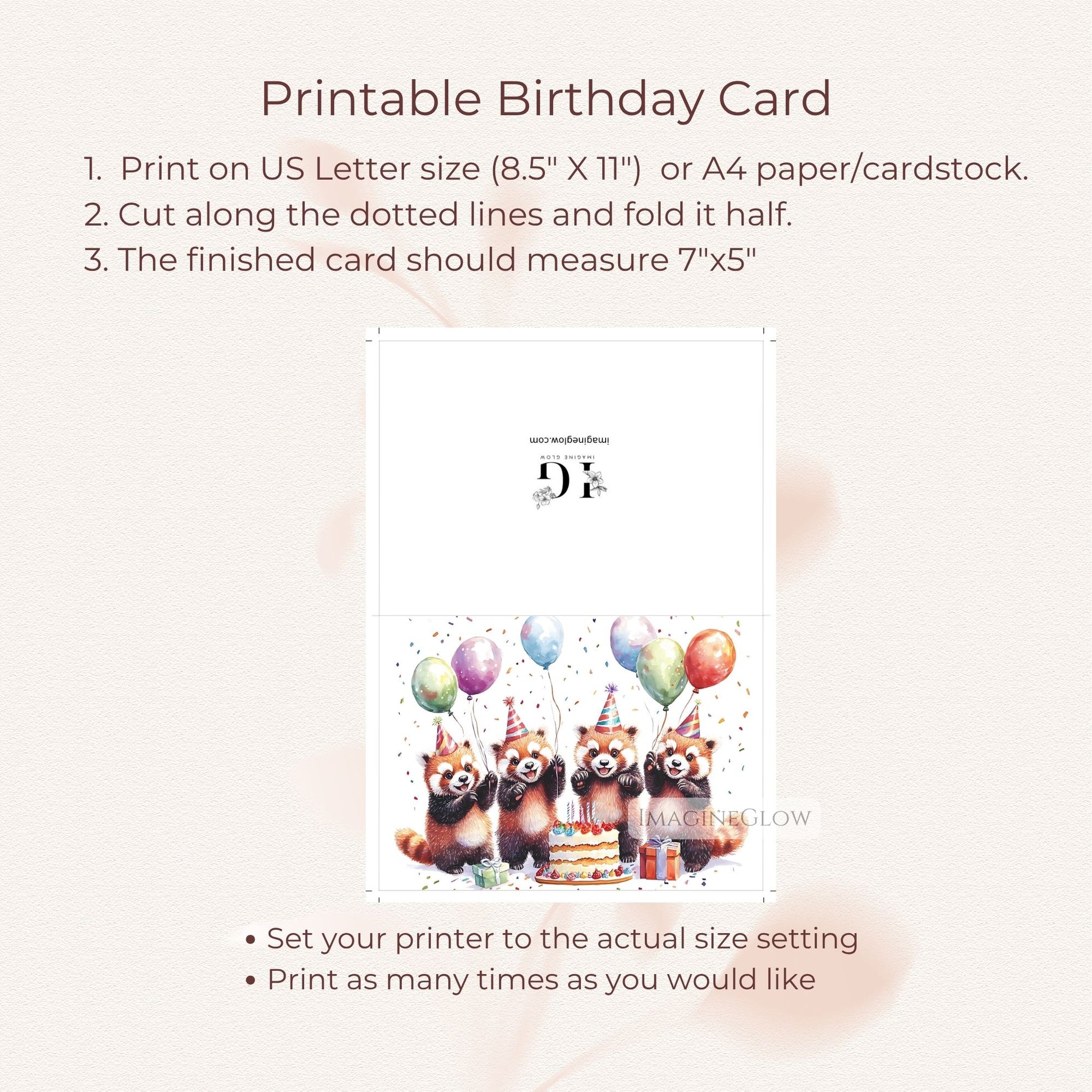 Birthday card with red panda
Red panda printable for kids
Red panda card for animal lovers
Wildlife-themed birthday card
Cute digital red panda card
Red panda birthday card for adults
Printable woodland birthday card