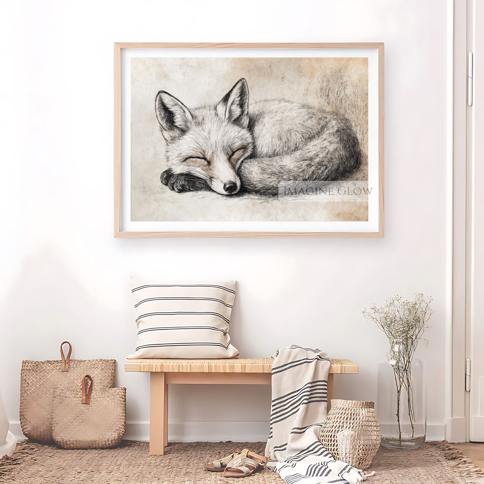 Timeless wildlife fox illustration in antique style.