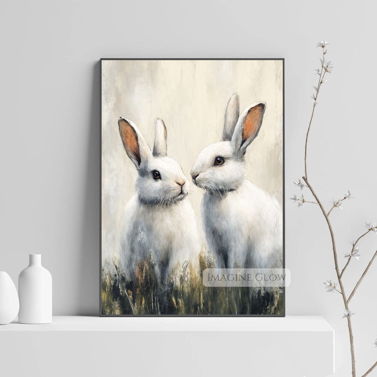 Cottagecore bunny artwork with a woodland feel