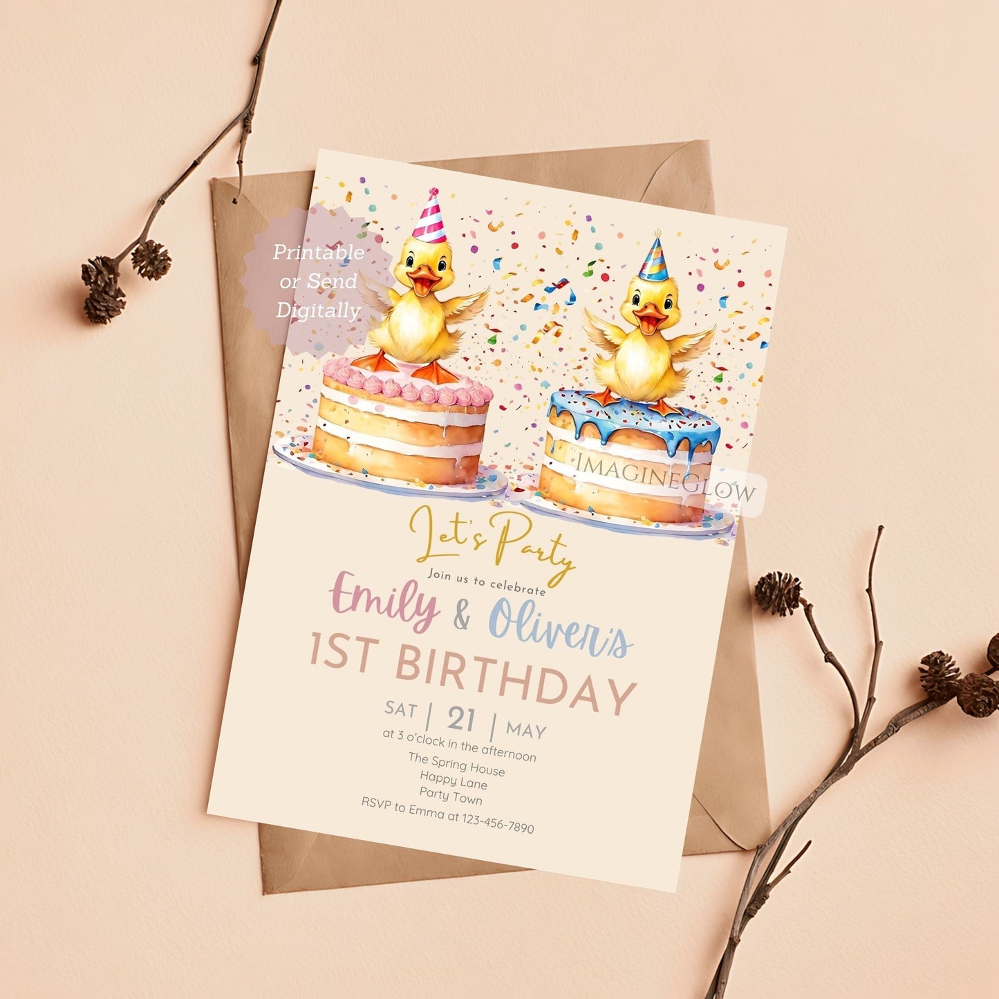 joint birthday invitation ducklings